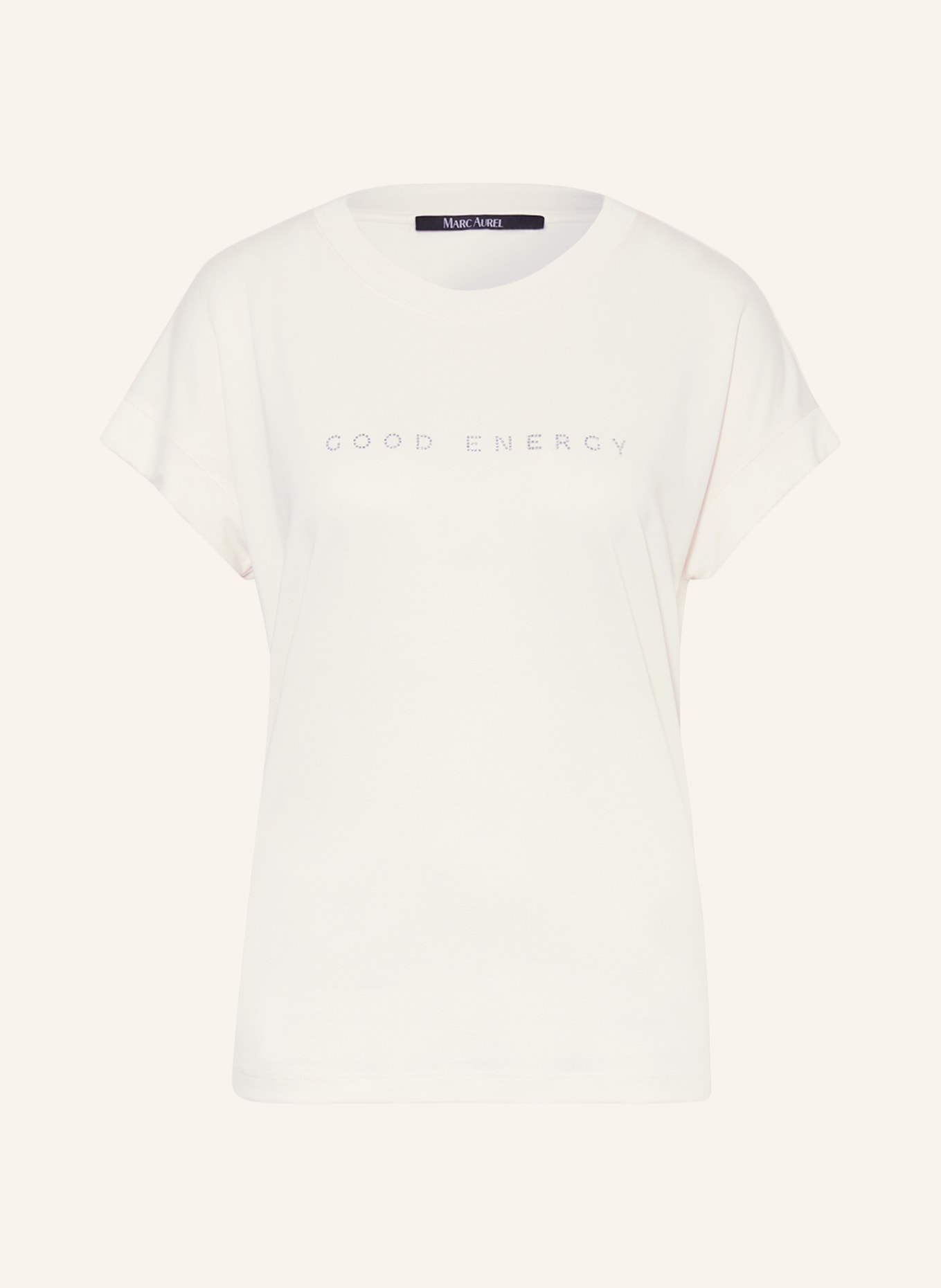 MARC AUREL T-shirt z obszyciem ozdobnymi kamykami, Kolor: ECRU (Obrazek 1)