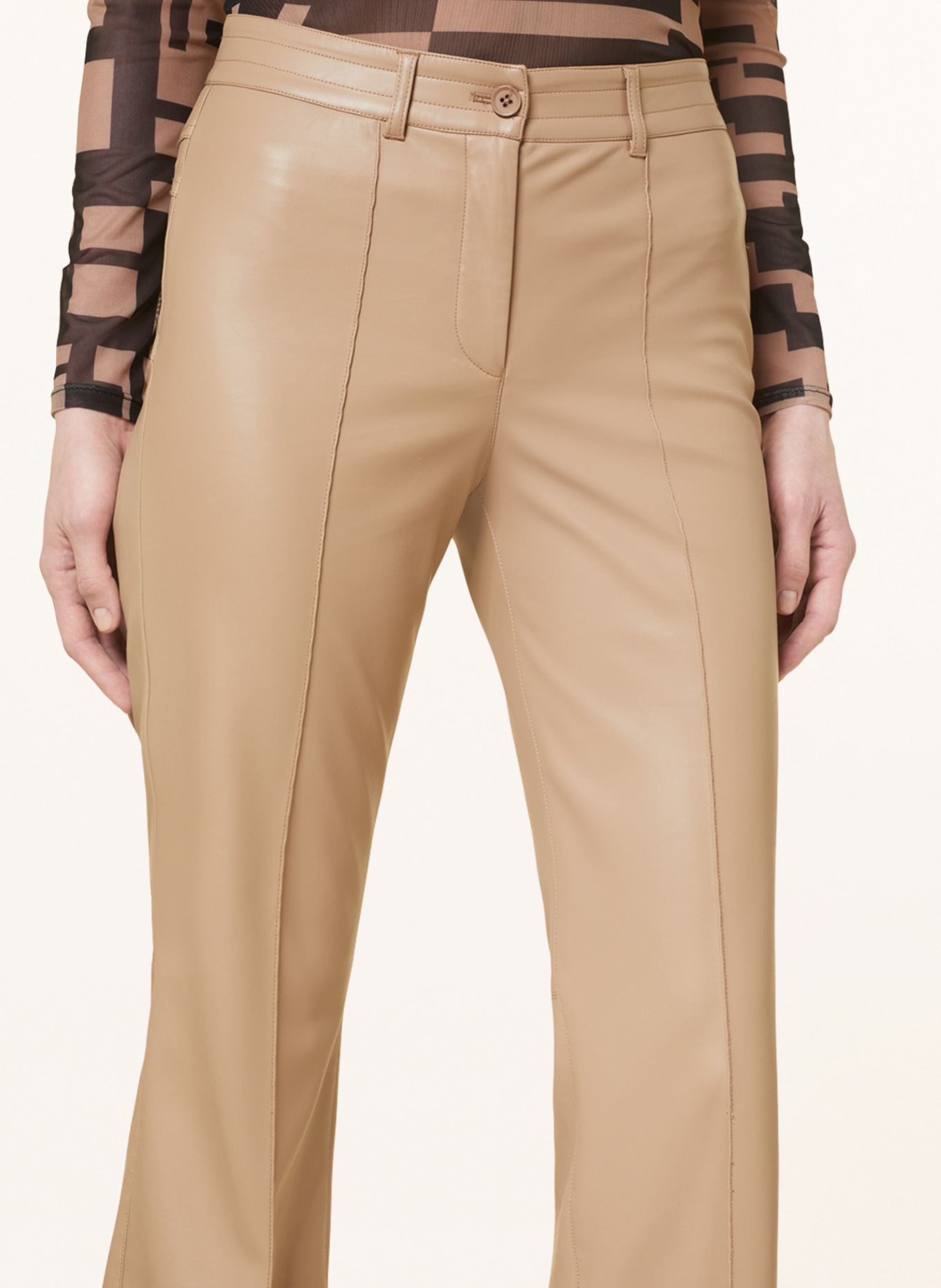 MARC AUREL Pants in leather look in beige