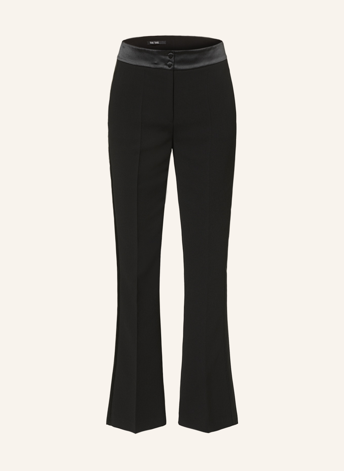MARC AUREL Wide leg trousers with tuxedo stripes, Color: BLACK (Image 1)