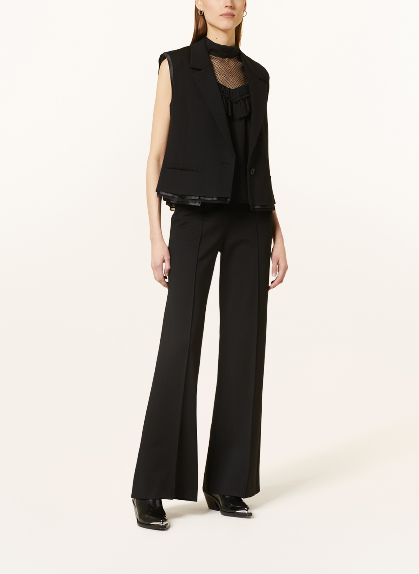 DOROTHEE SCHUMACHER Blouse top made of silk with frills, Color: BLACK (Image 2)
