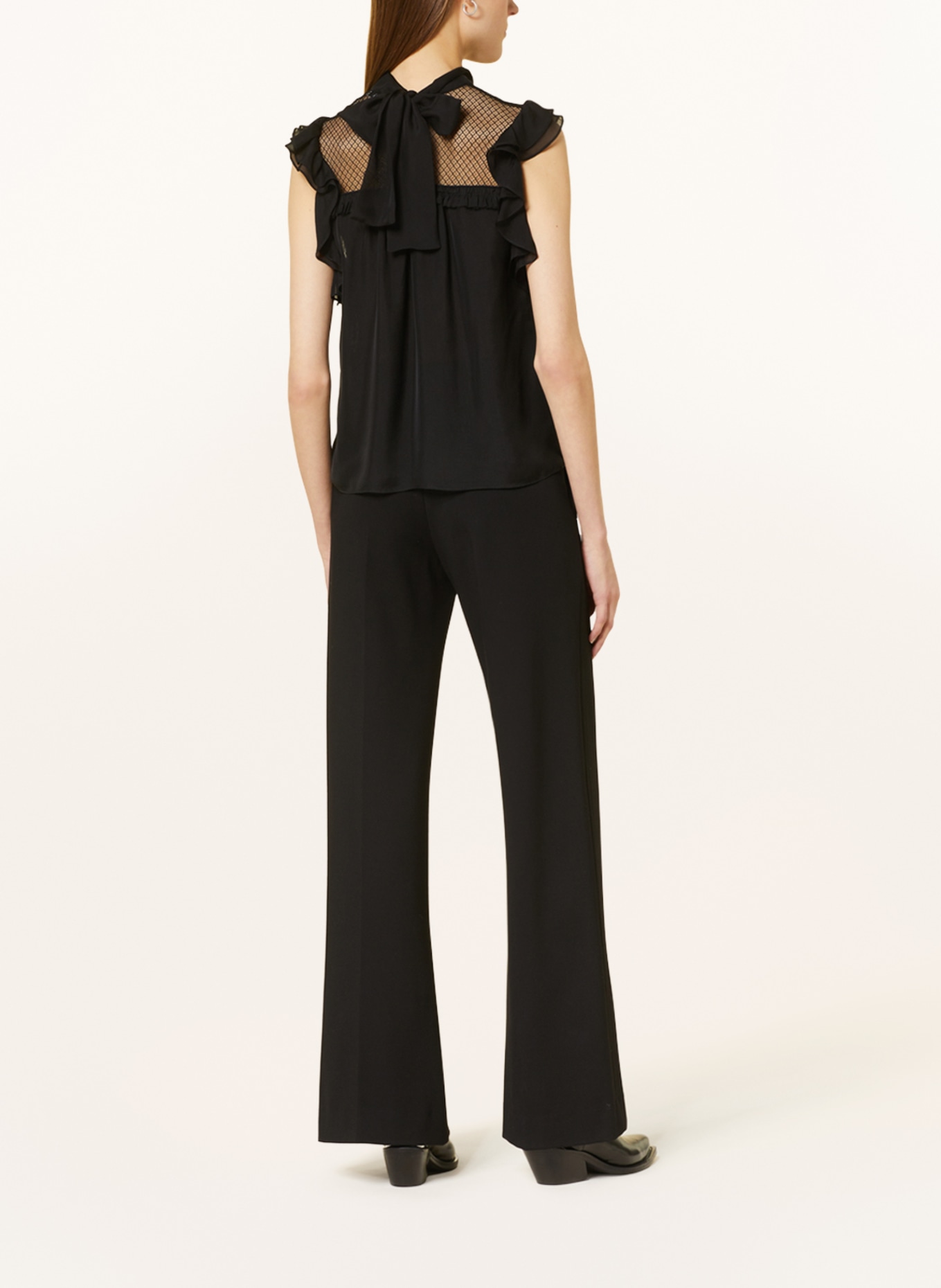 DOROTHEE SCHUMACHER Blouse top made of silk with frills, Color: BLACK (Image 3)