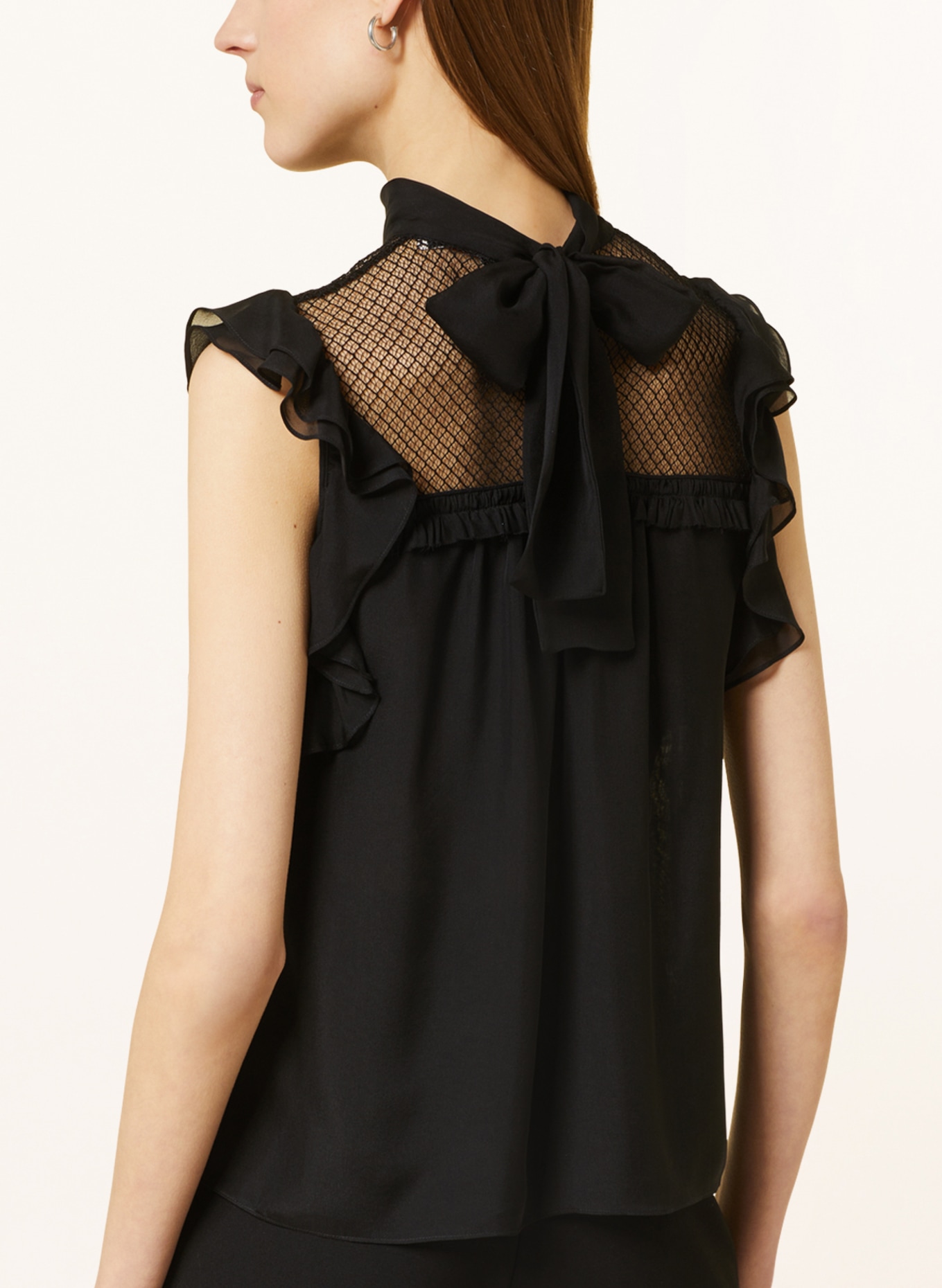 DOROTHEE SCHUMACHER Blouse top made of silk with frills, Color: BLACK (Image 4)
