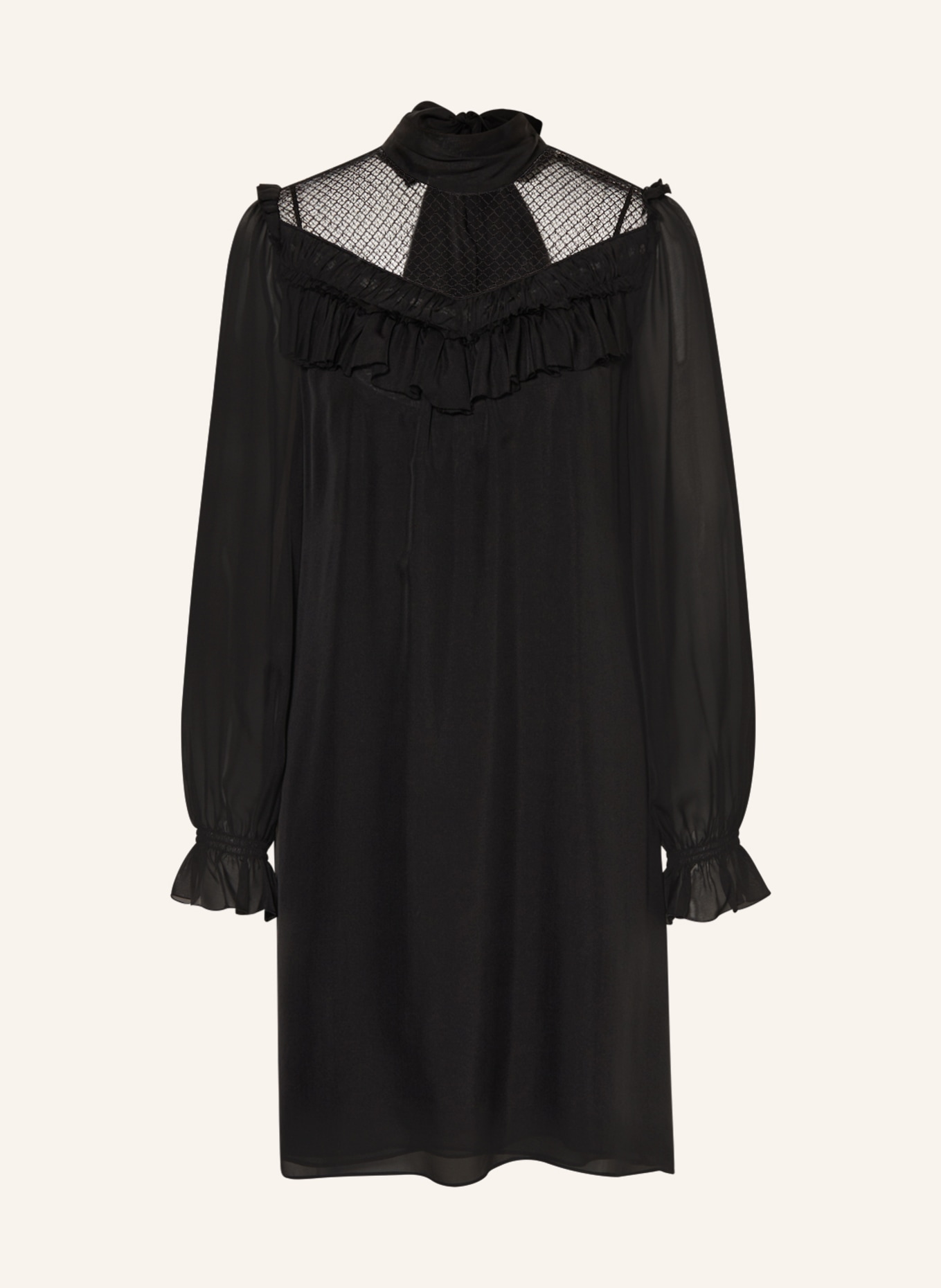 DOROTHEE SCHUMACHER Silk dress with lace and ruffles, Color: BLACK (Image 1)