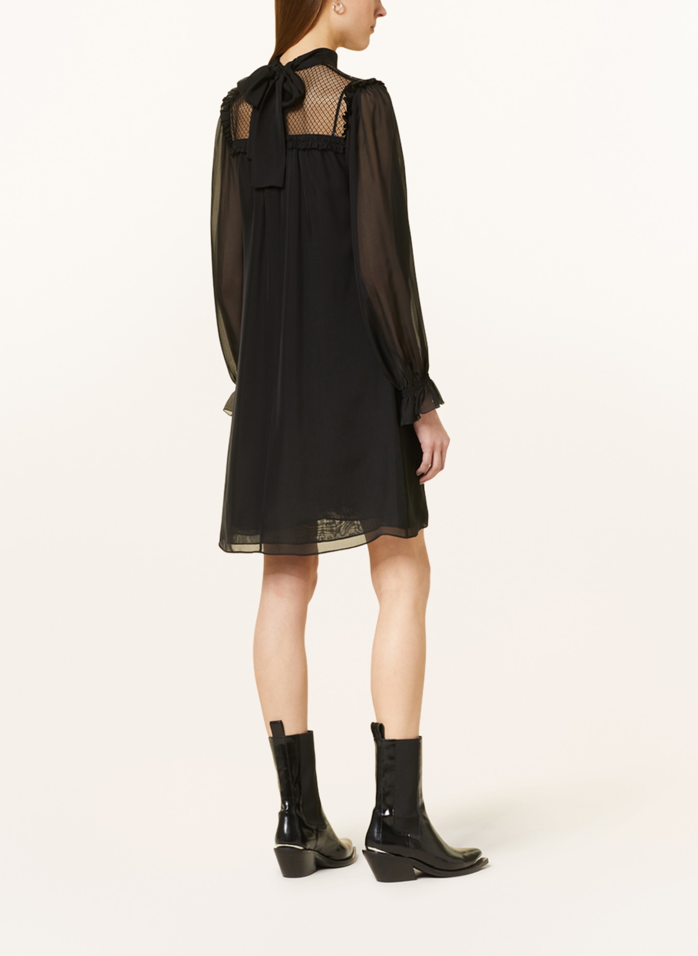 DOROTHEE SCHUMACHER Silk dress with lace and ruffles, Color: BLACK (Image 3)