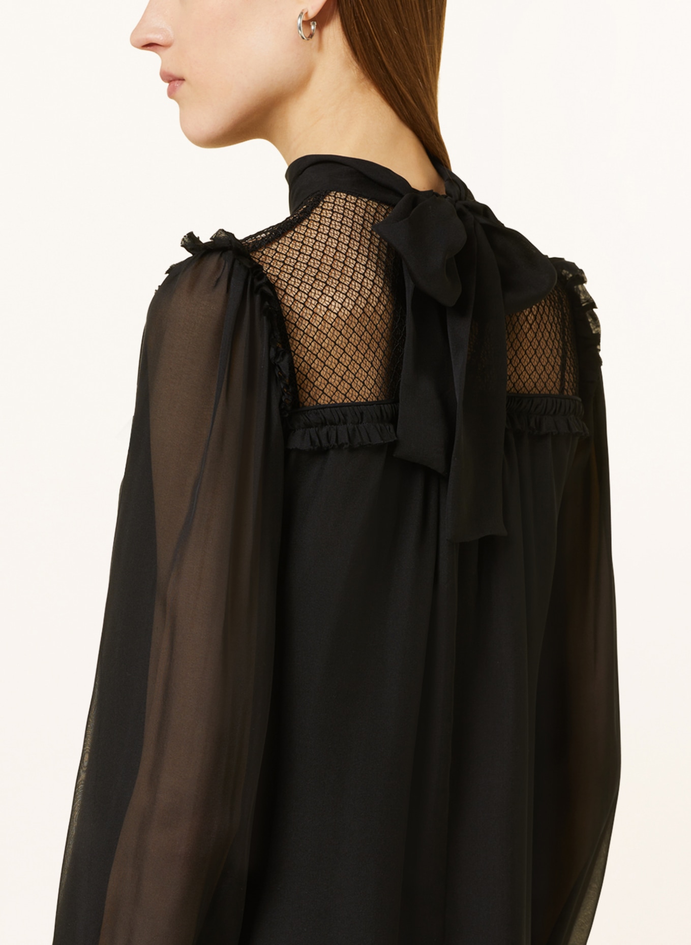 DOROTHEE SCHUMACHER Silk dress with lace and ruffles, Color: BLACK (Image 4)