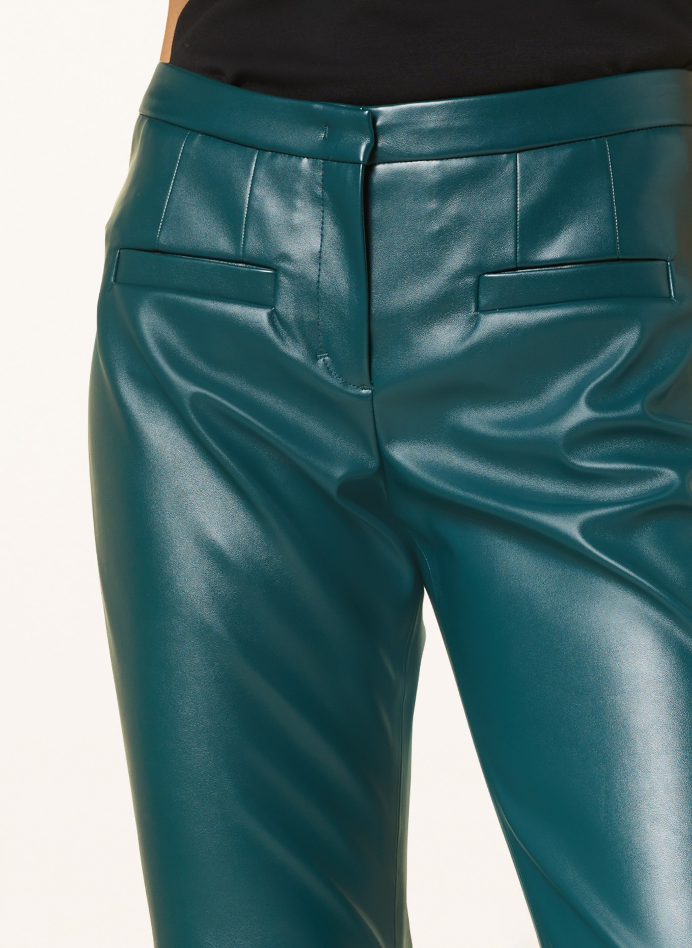 DOROTHEE SCHUMACHER Kalhoty v koženém vzhledu, Barva: PETROLEJOVÁ (Obrázek 5)