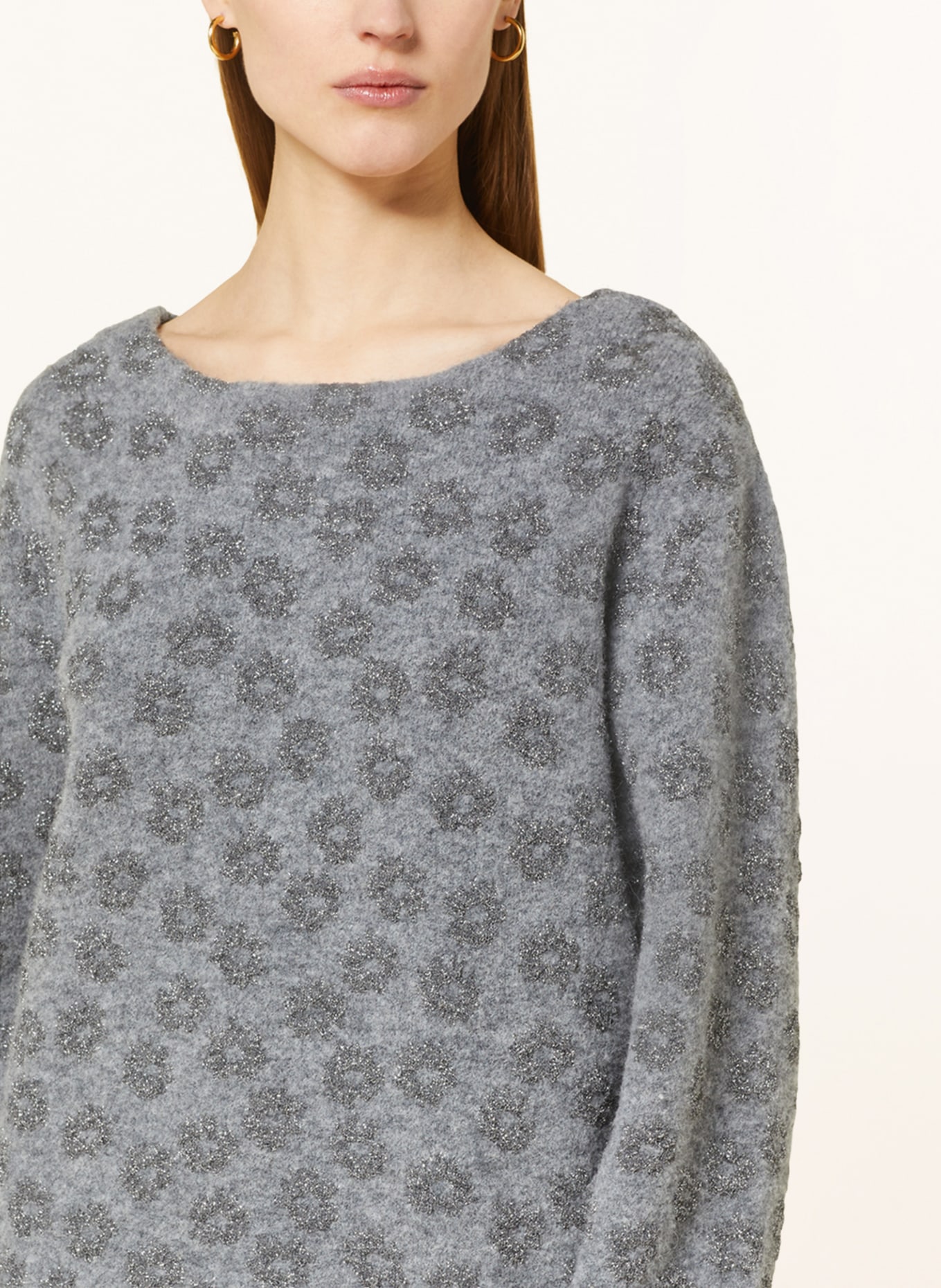 DOROTHEE SCHUMACHER Sweater with glitter thread, Color: GRAY/ SILVER (Image 4)
