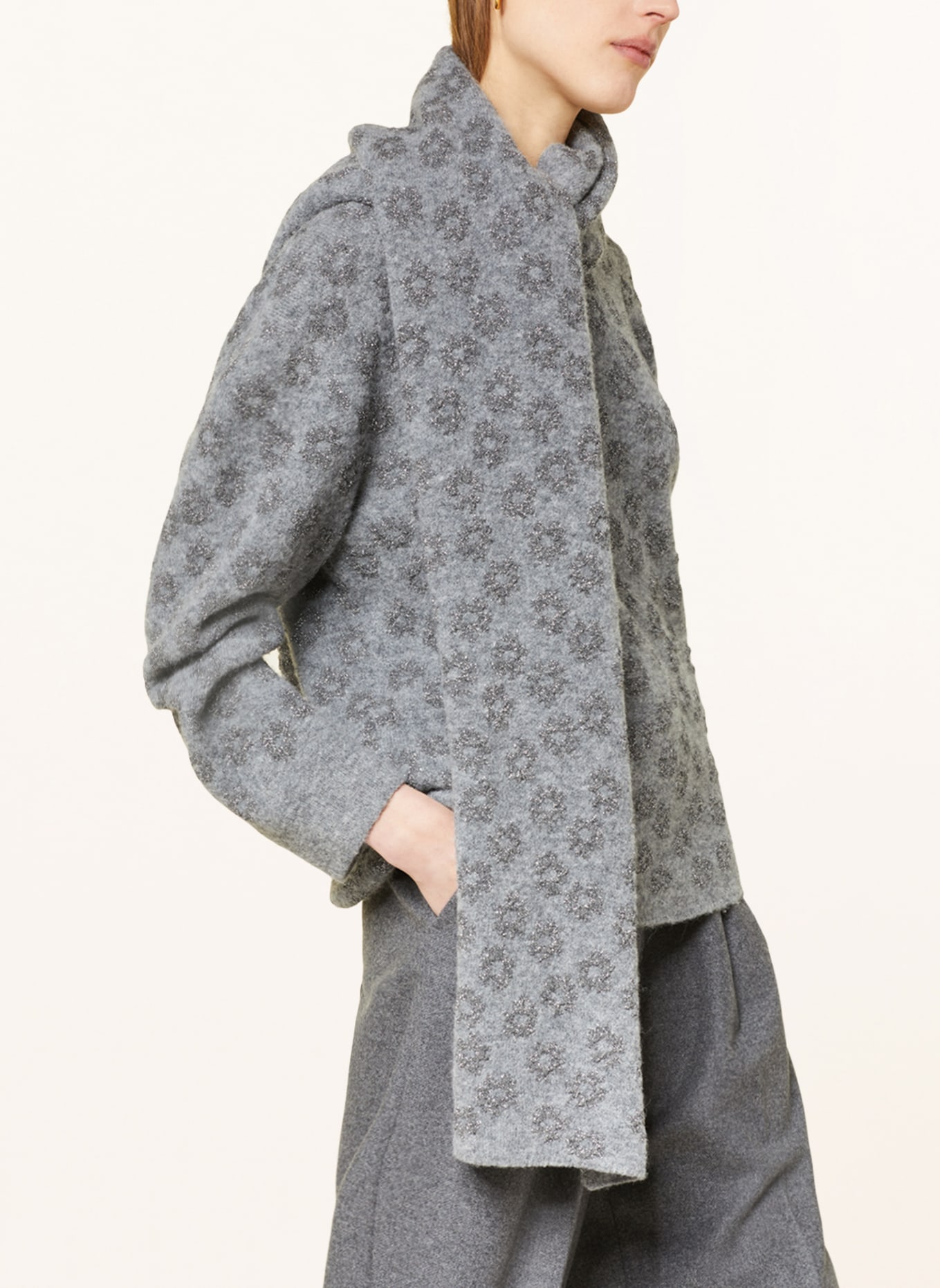 DOROTHEE SCHUMACHER Sweter z błyszczącą przędzą, Kolor: SZARY/ SREBRNY (Obrazek 5)