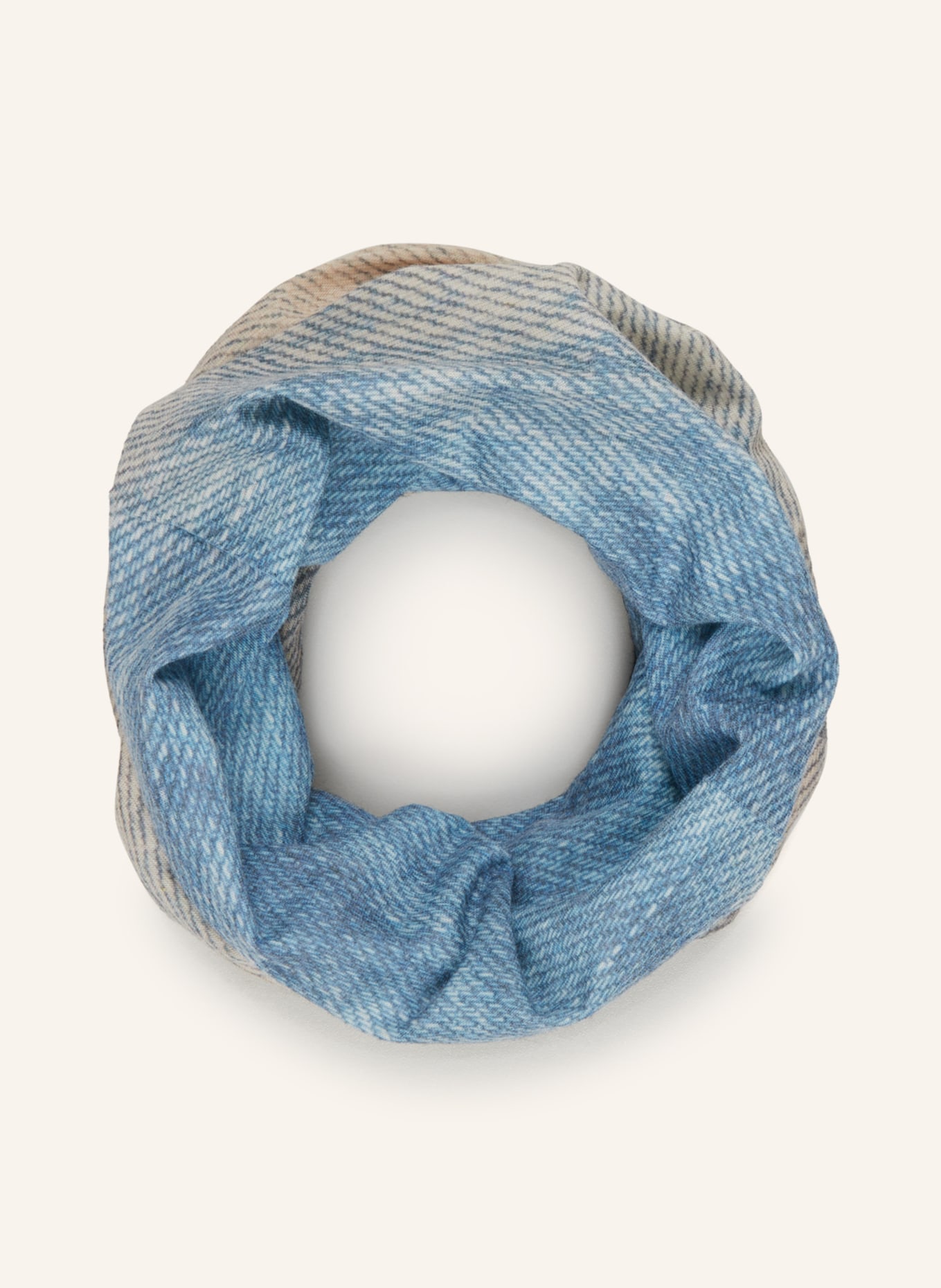 P.A.C. Multifunctional scarf with merino wool, Color: LIGHT BROWN/ BLUE (Image 2)