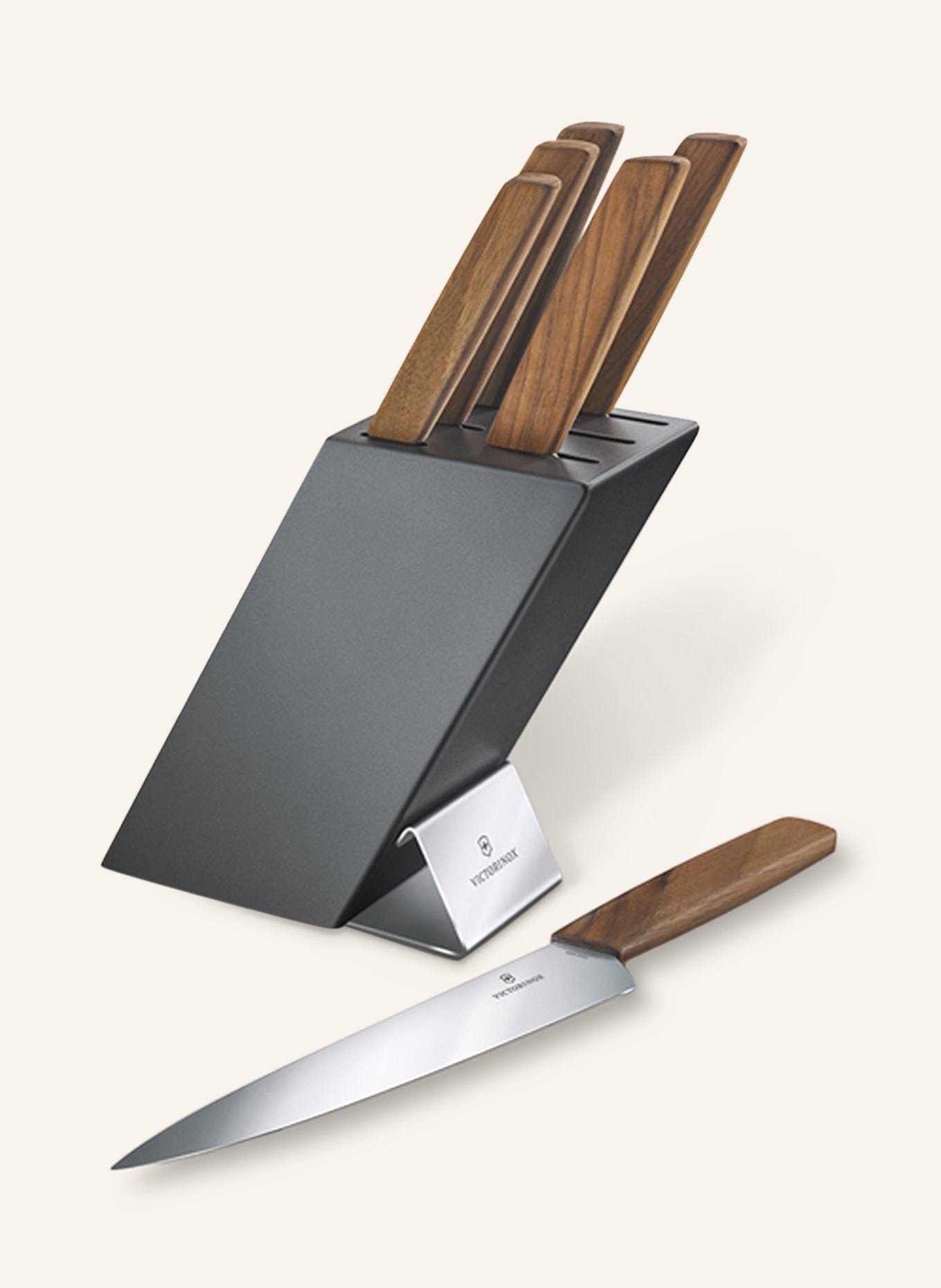 VICTORINOX 7dílná sada nožů s blokem SWISS MODERN, Barva: TMAVĚ ŠEDÁ (Obrázek 2)