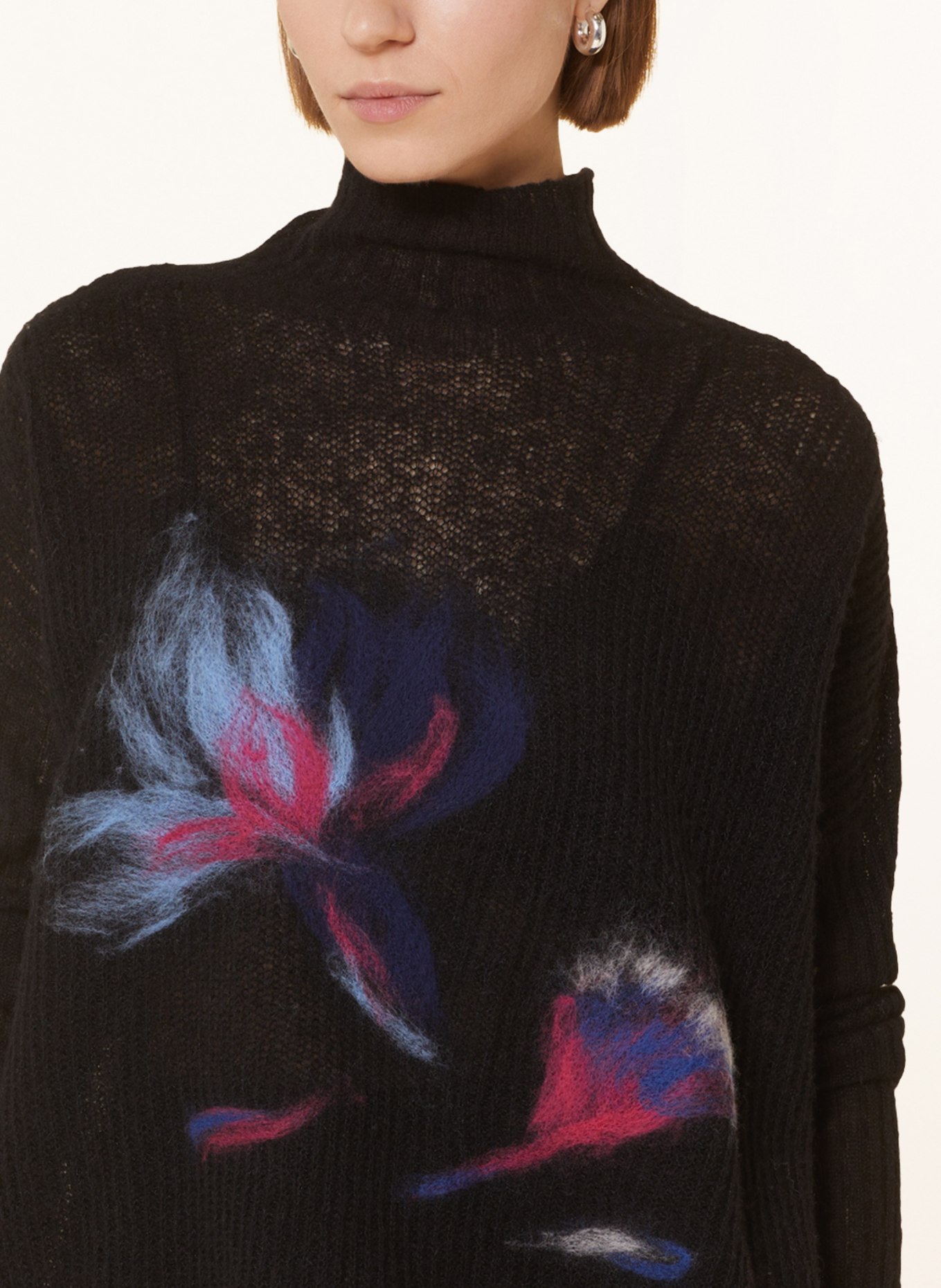 EMPORIO ARMANI Sweater with alpaca, Color: BLACK/ LIGHT BLUE/ DARK BLUE (Image 4)