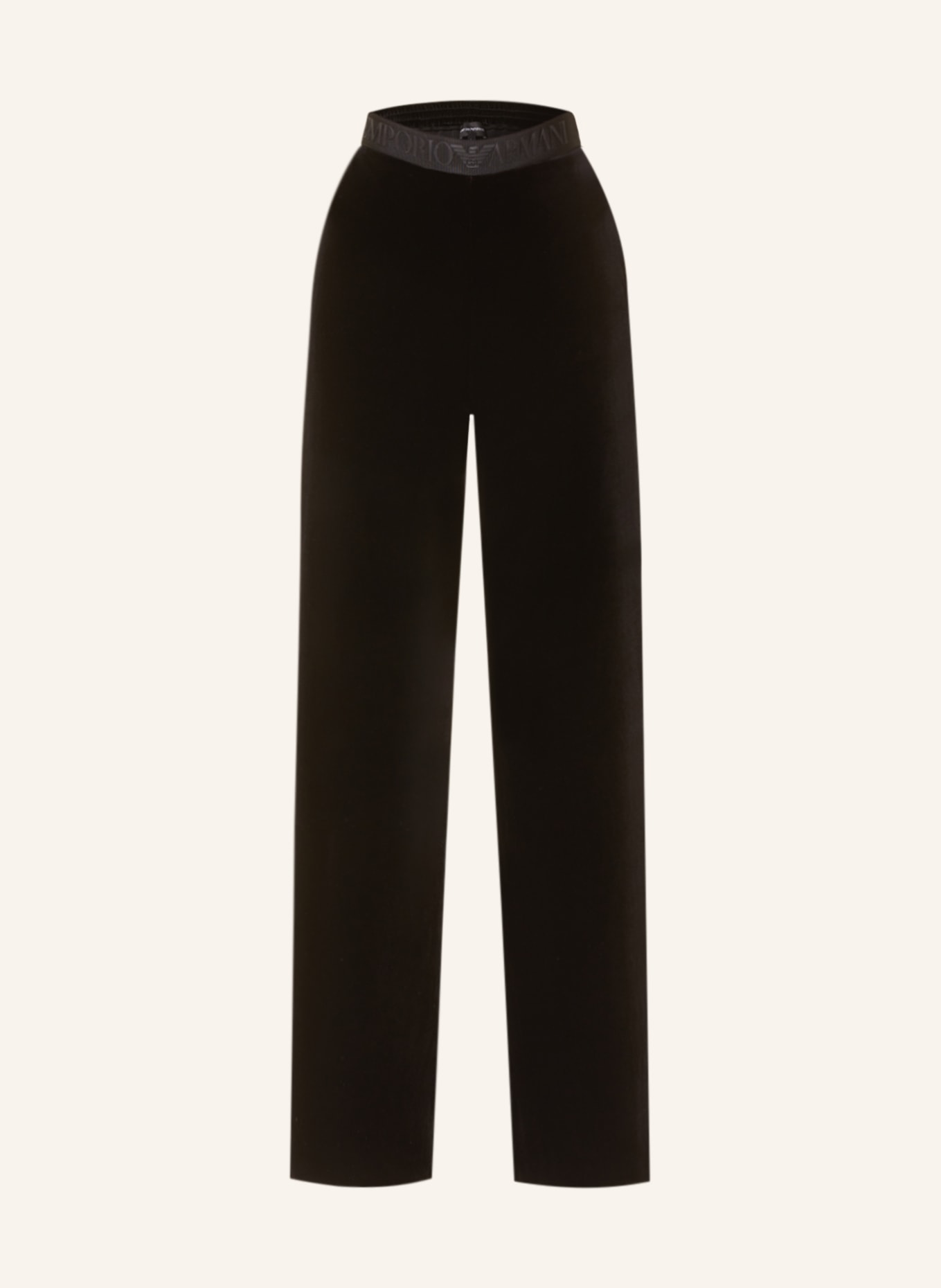 EMPORIO ARMANI Wide leg trousers made of velvet, Color: BLACK (Image 1)