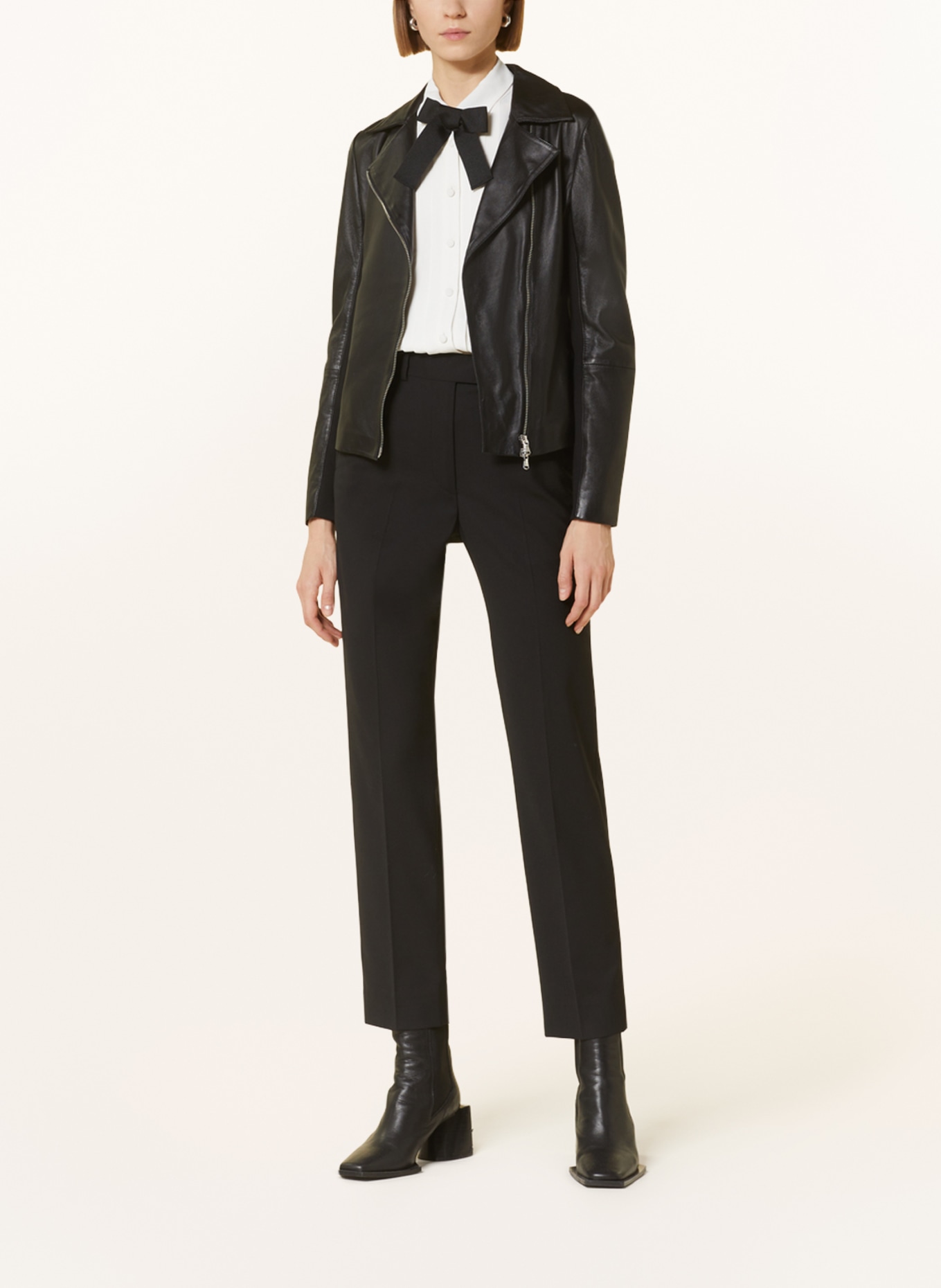 EMPORIO ARMANI Leather jacket in mixed materials, Color: BLACK (Image 2)