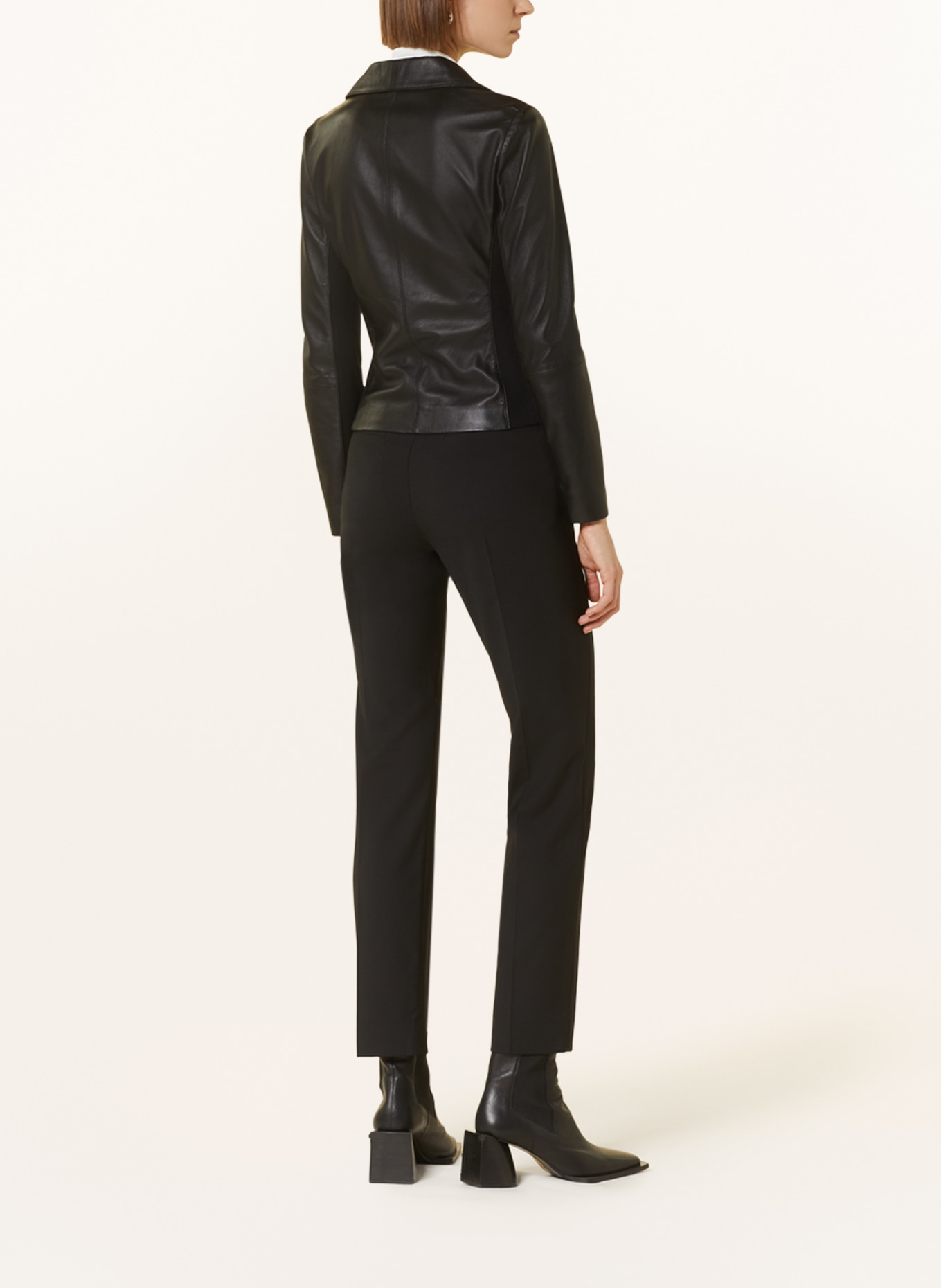 EMPORIO ARMANI Leather jacket in mixed materials, Color: BLACK (Image 3)