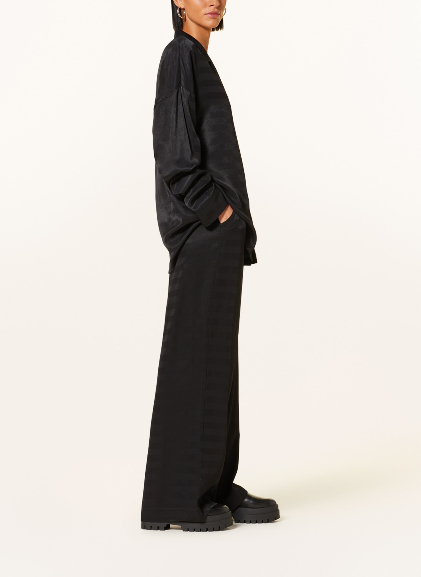 KARO KAUER Wide leg trousers, Color: BLACK (Image 4)