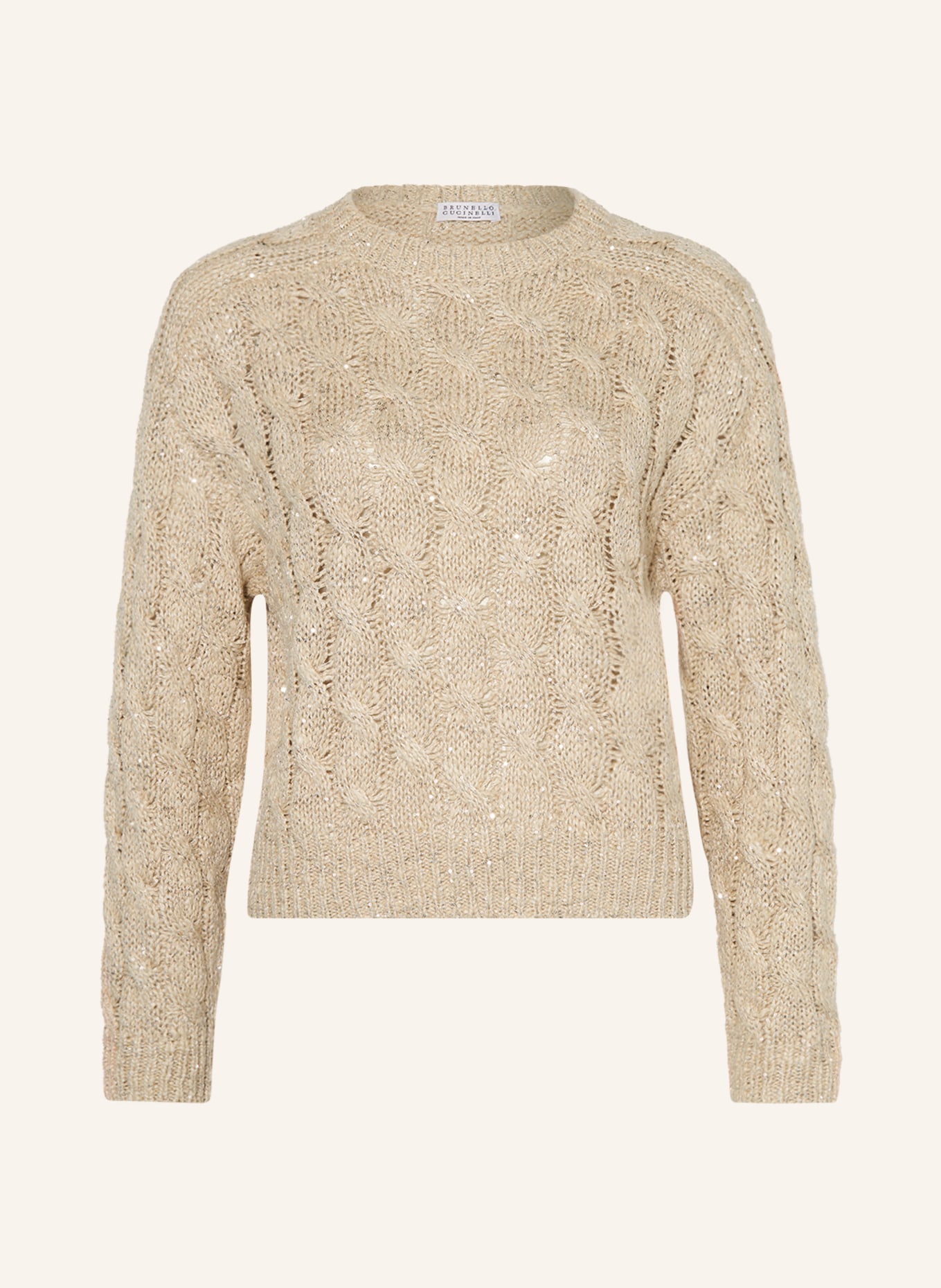 BRUNELLO CUCINELLI Sweater with silk and linen, Color: LIGHT BROWN/ SILVER (Image 1)
