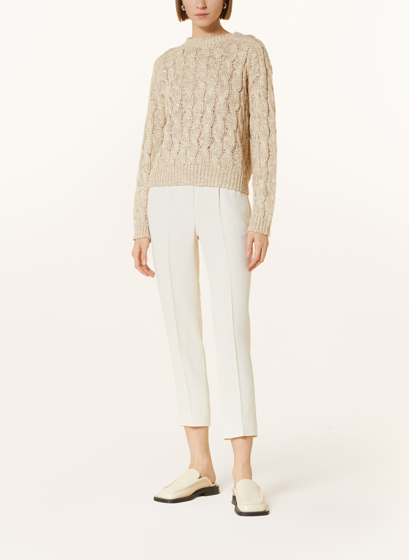 BRUNELLO CUCINELLI Sweater with silk and linen, Color: LIGHT BROWN/ SILVER (Image 2)