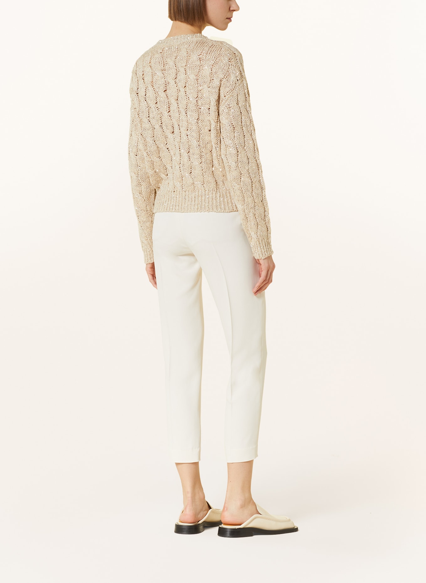 BRUNELLO CUCINELLI Sweater with silk and linen, Color: LIGHT BROWN/ SILVER (Image 3)