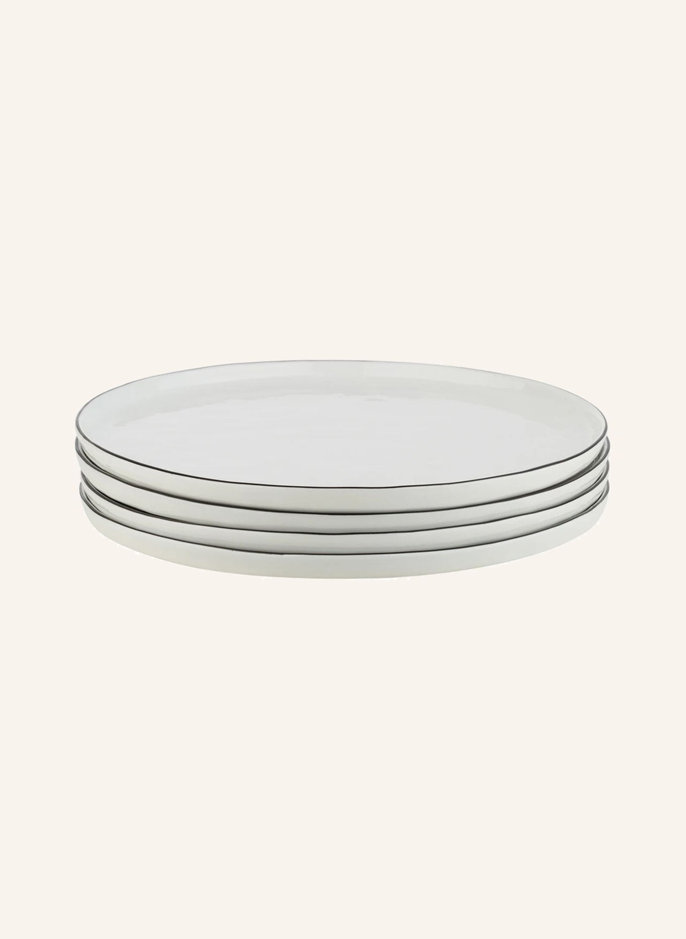 BROSTE COPENHAGEN Set of 4 dinner plates SALT, Color: WHITE/ BLACK (Image 1)