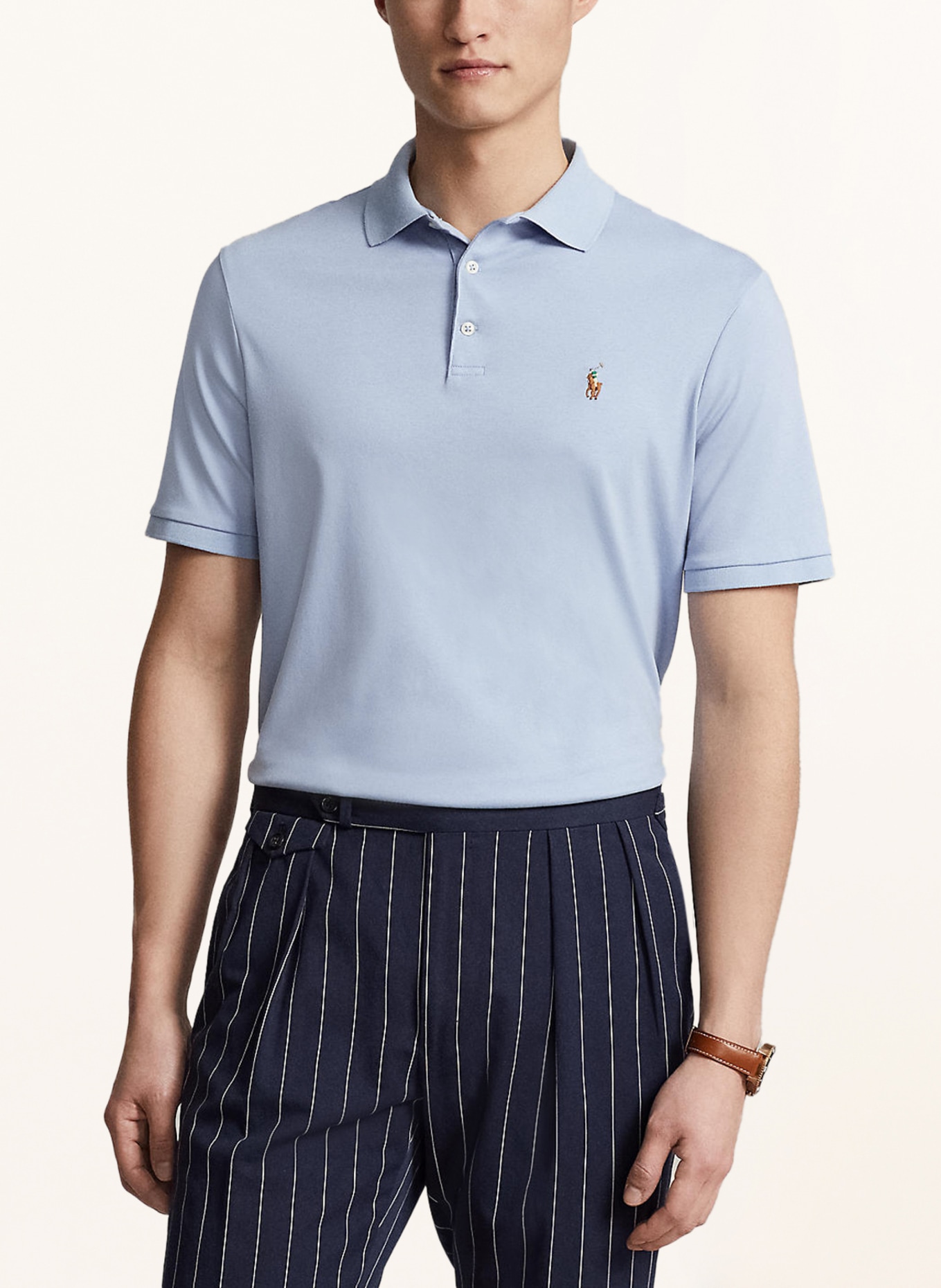 POLO RALPH LAUREN Jersey-Poloshirt Custom Slim Fit, Farbe: HELLBLAU (Bild 4)