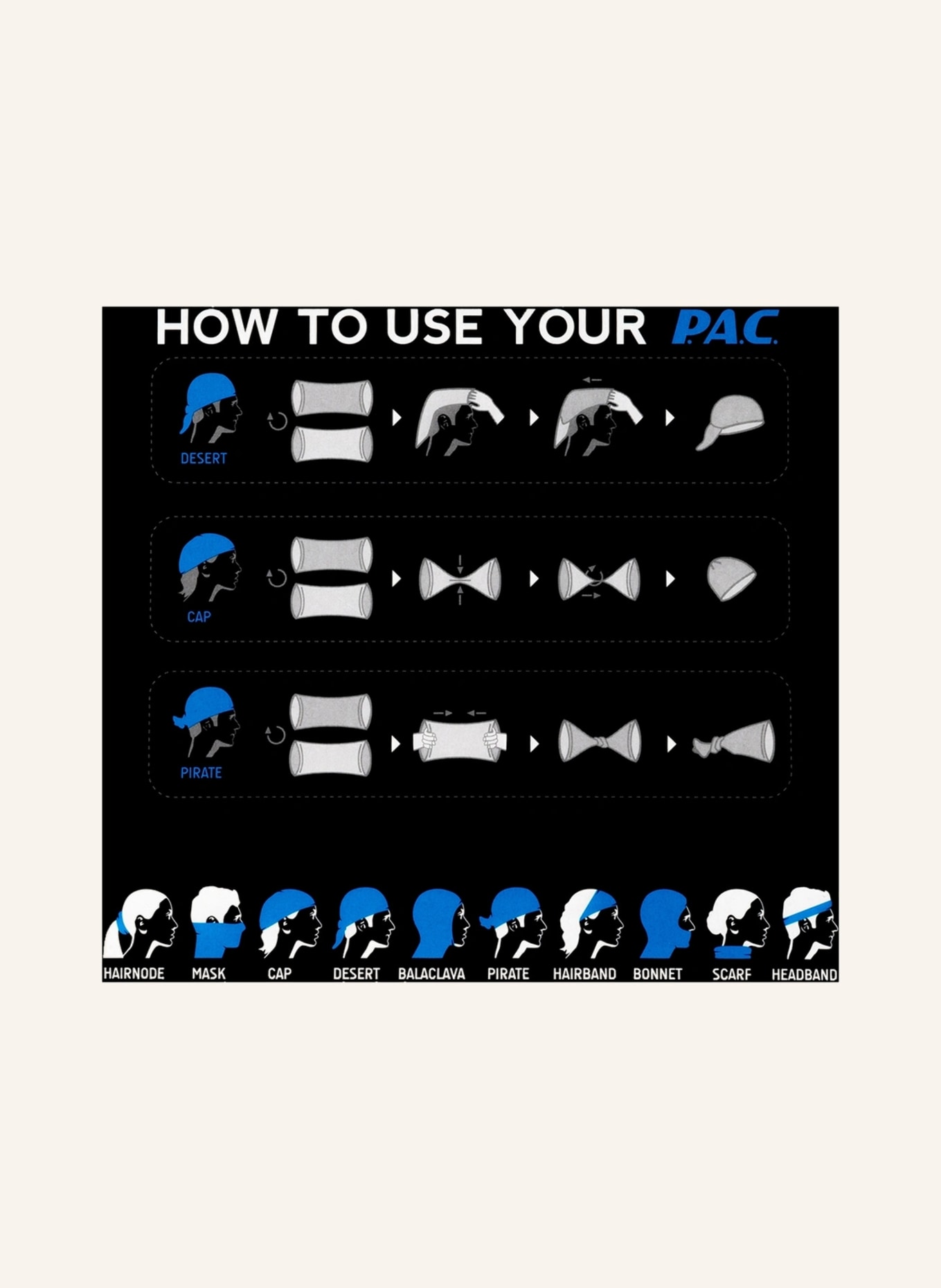 P.A.C. Multifunktionstuch, Farbe: WEISS/ PINK/ DUNKELLILA (Bild 4)