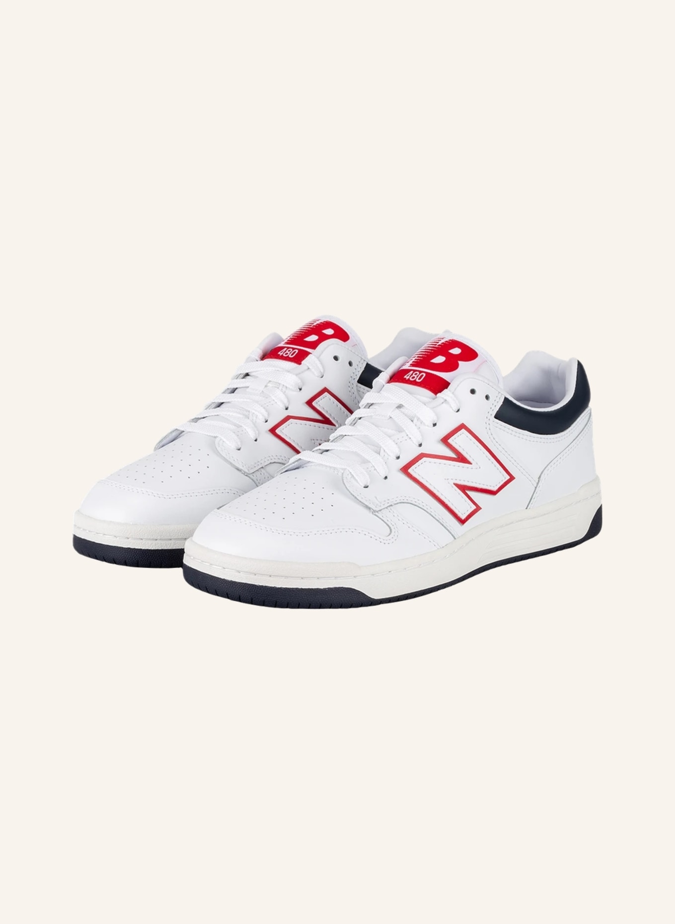 new balance Sneakers 480, Color: WHITE/ RED (Image 1)