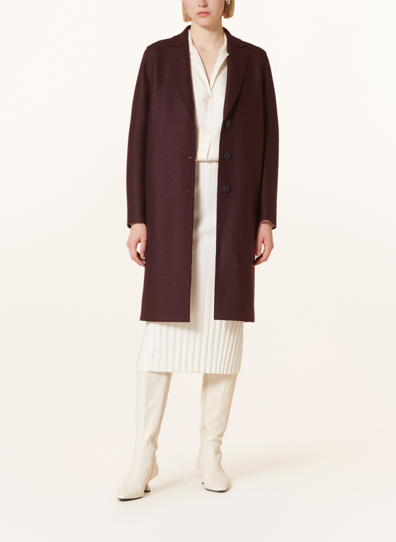 HARRIS WHARF LONDON Vlněný kabát, Barva: TMAVĚ ČERVENÁ (Obrázek 2)