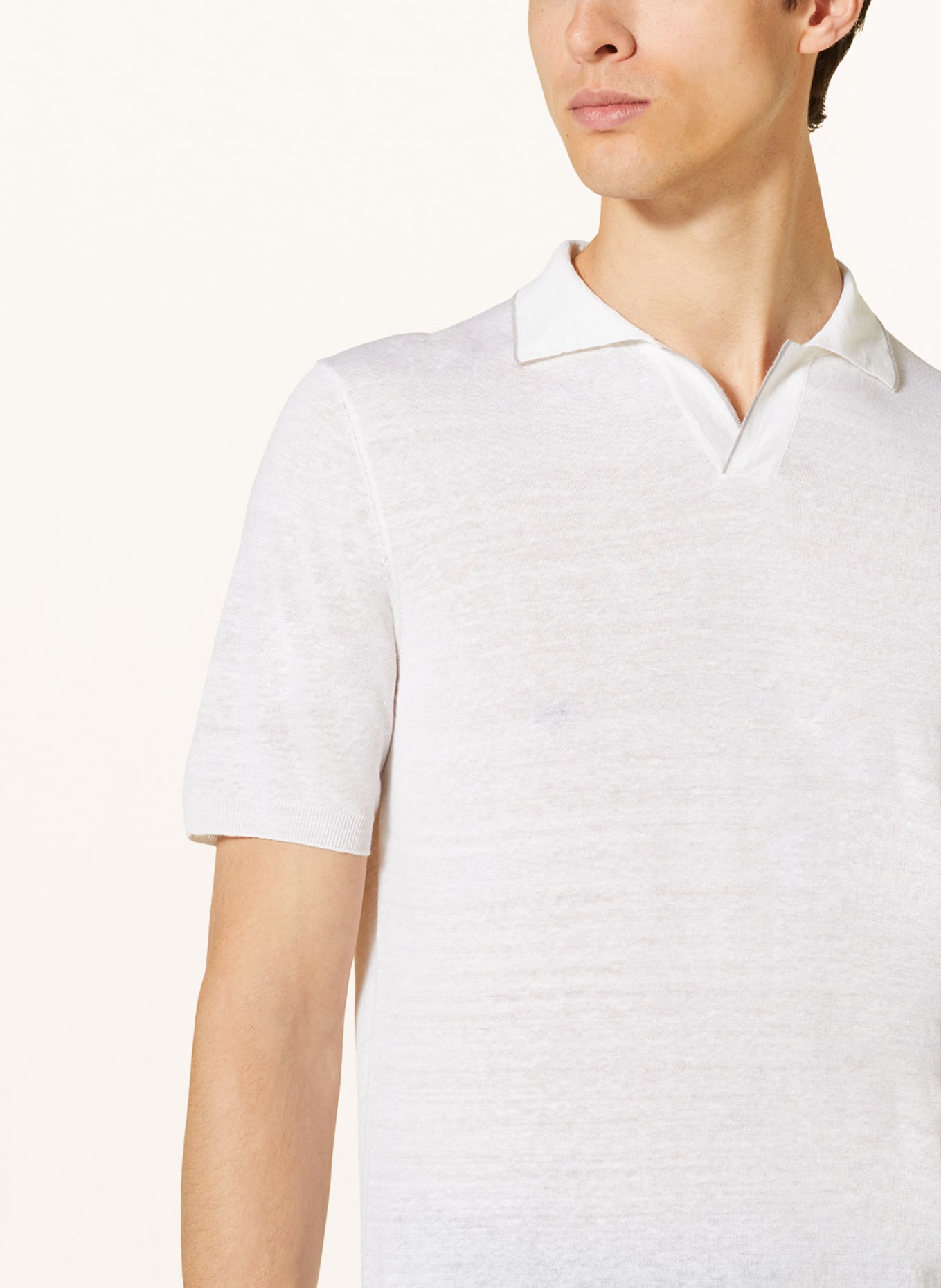 FIORONI Polo shirt made of linen, Color: CREAM (Image 4)