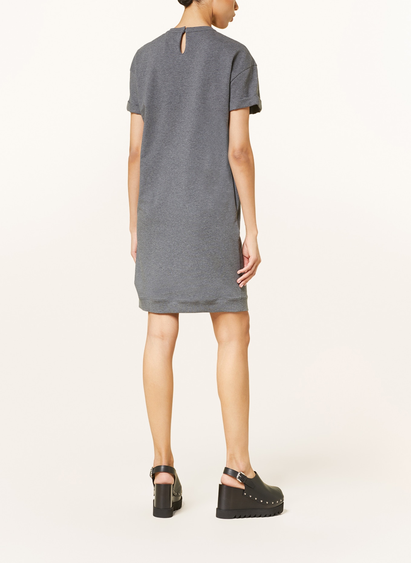 BRUNELLO CUCINELLI Sweat dress with beading, Color: GRAY (Image 3)