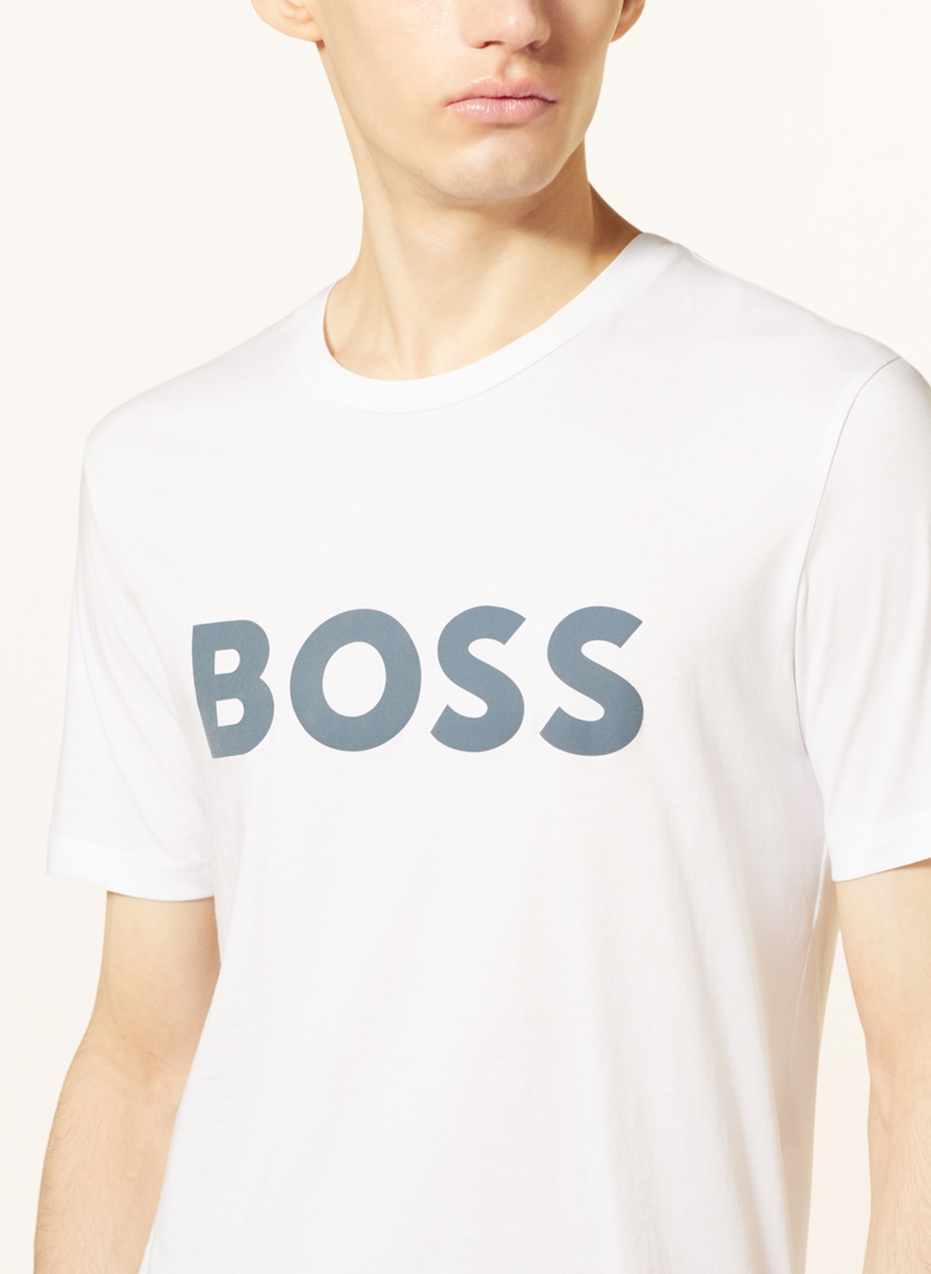 BOSS T-Shirt THINKING, Farbe: WEISS/ DUNKELGRAU (Bild 4)
