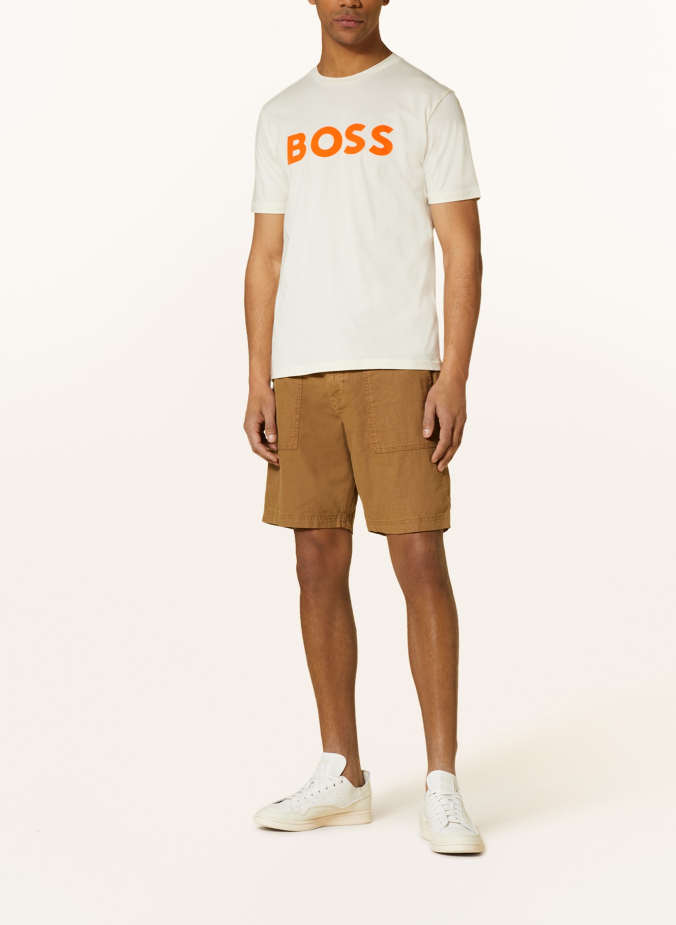 BOSS T-shirt THINKING, Kolor: KREMOWY/ JASKRAWY POMARAŃCZOWY (Obrazek 2)