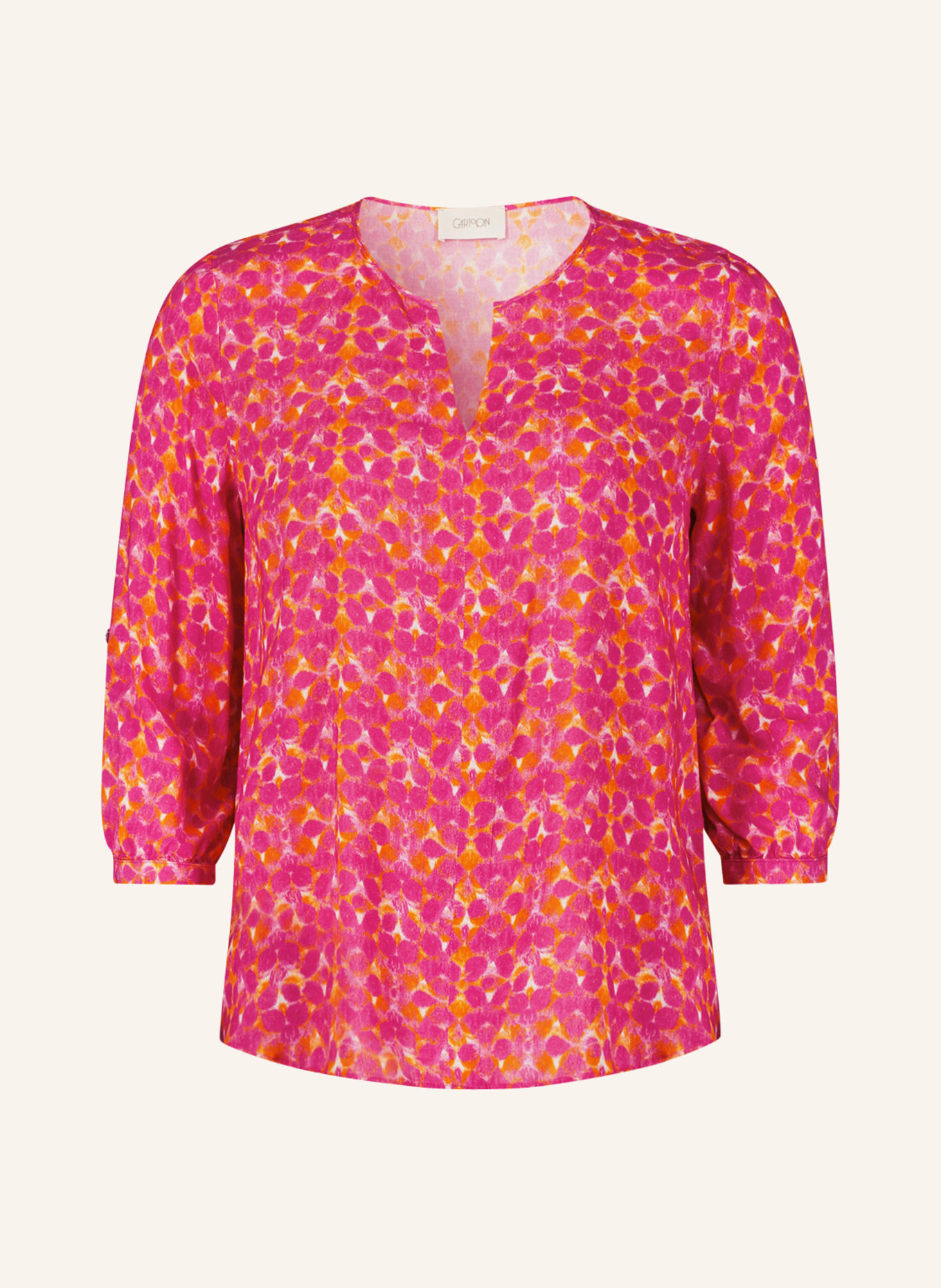 CARTOON Blouse-style shirt with 3/4 sleeves, Color: PINK/ NEON ORANGE/ WHITE (Image 1)