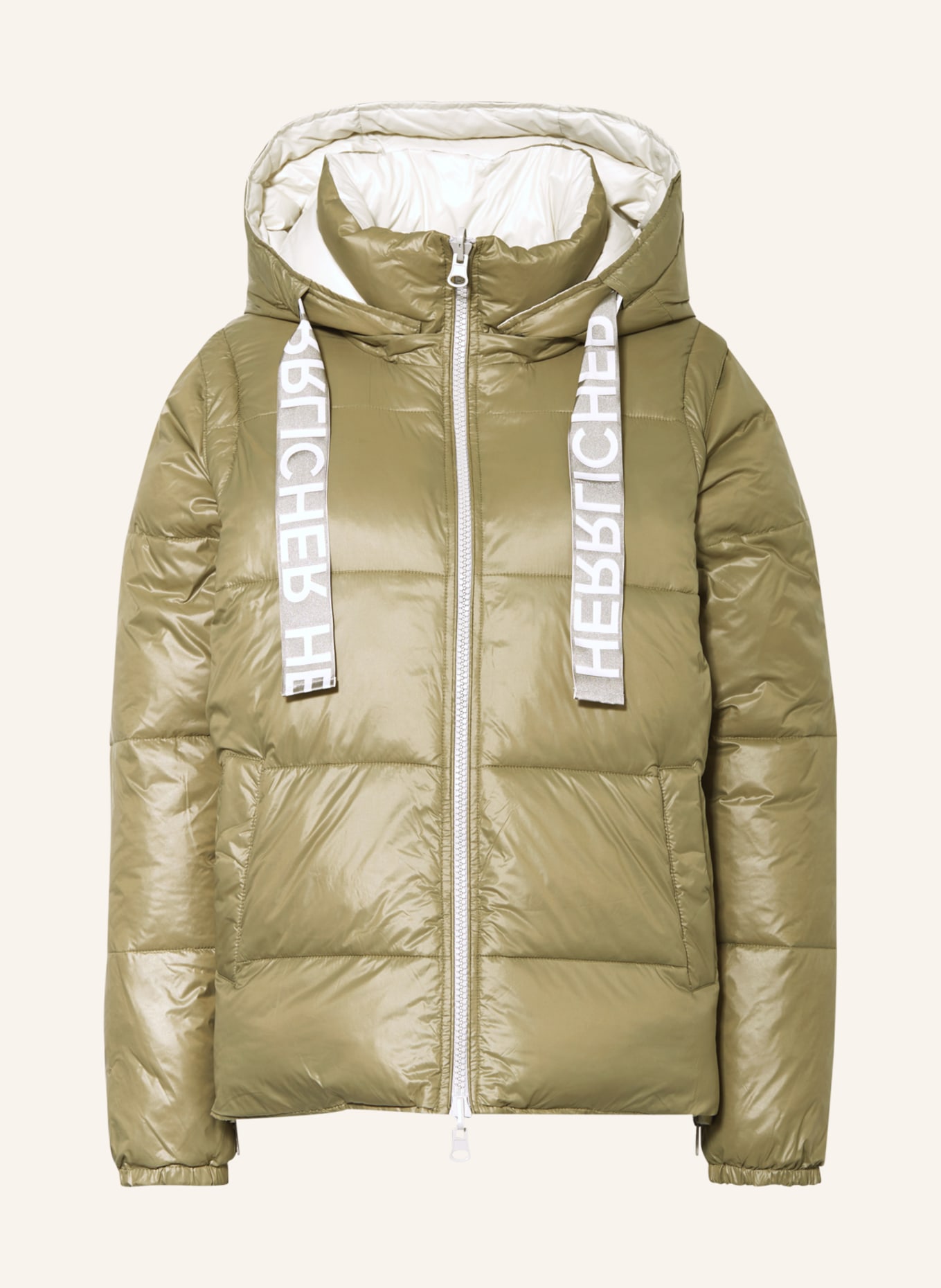 Herrlicher Reversible quilted jacket TOLA with detachable sleeves, Color: LIGHT GREEN (Image 1)