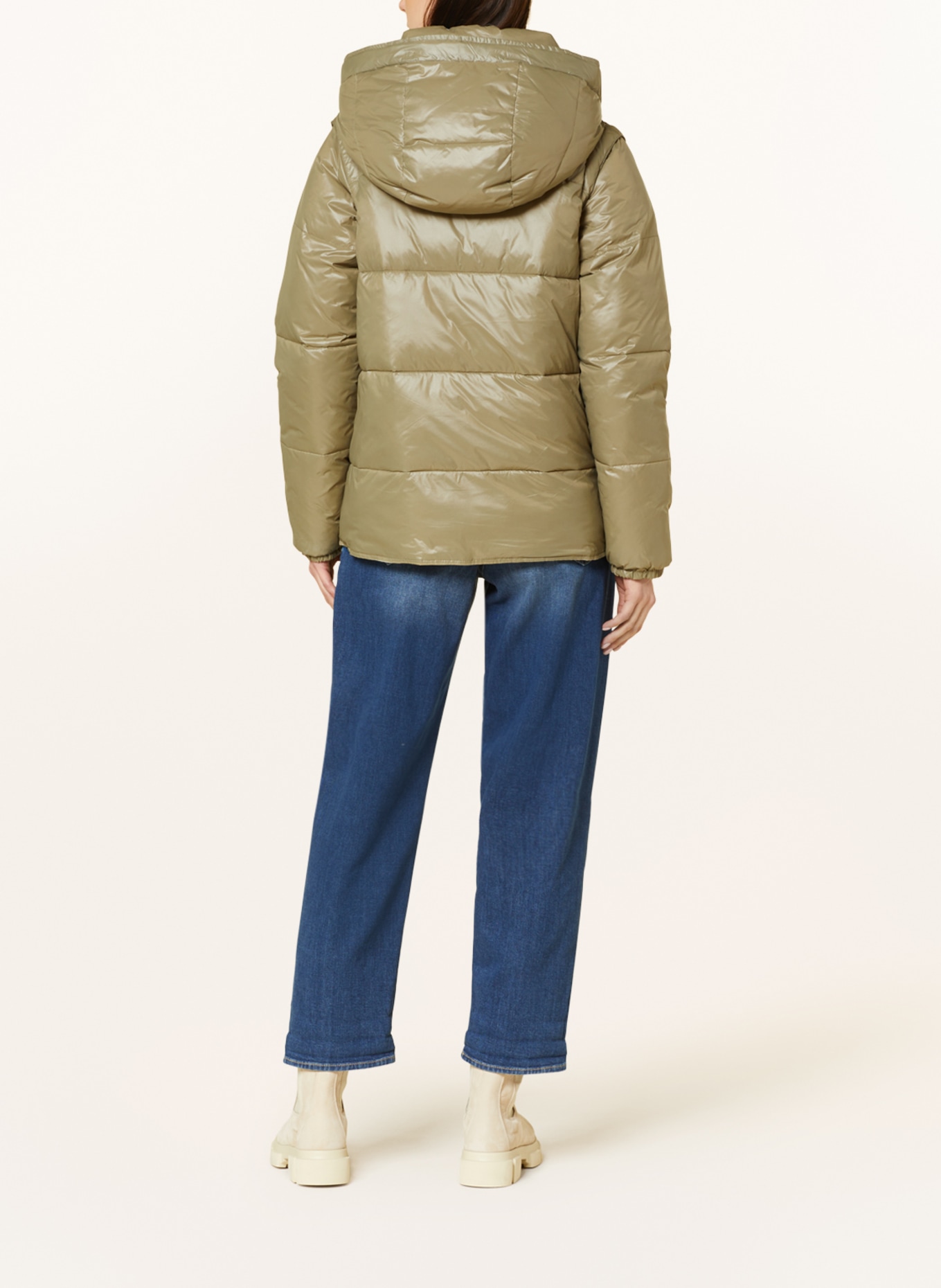 Herrlicher Reversible quilted jacket TOLA with detachable sleeves, Color: LIGHT GREEN (Image 4)