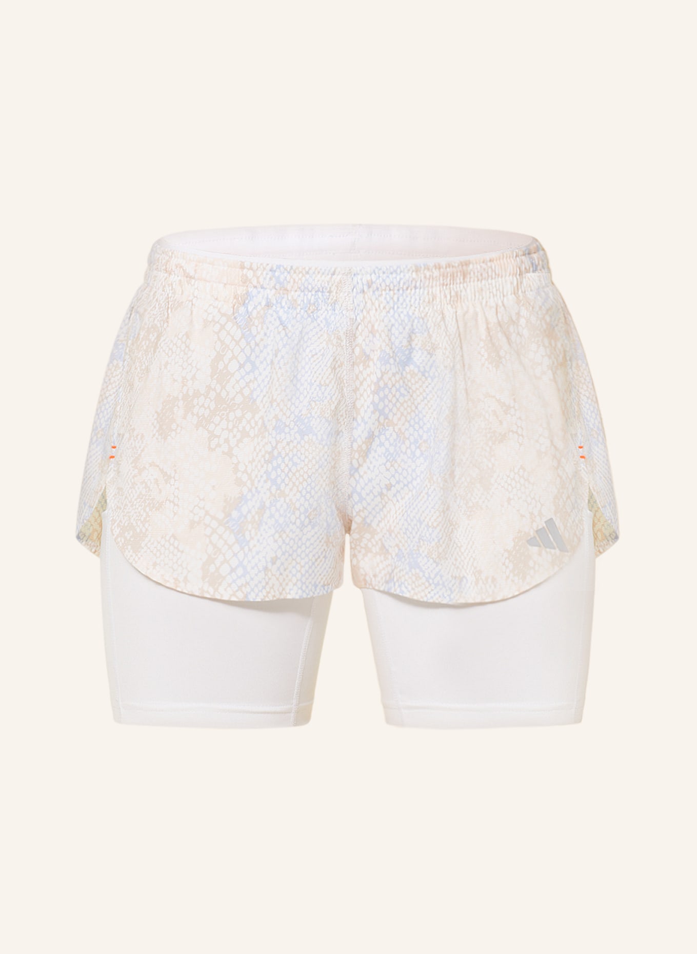 adidas 2-in-1 running shorts RUN FAST, Color: WHITE/ LIGHT BLUE/ LIGHT BROWN (Image 1)