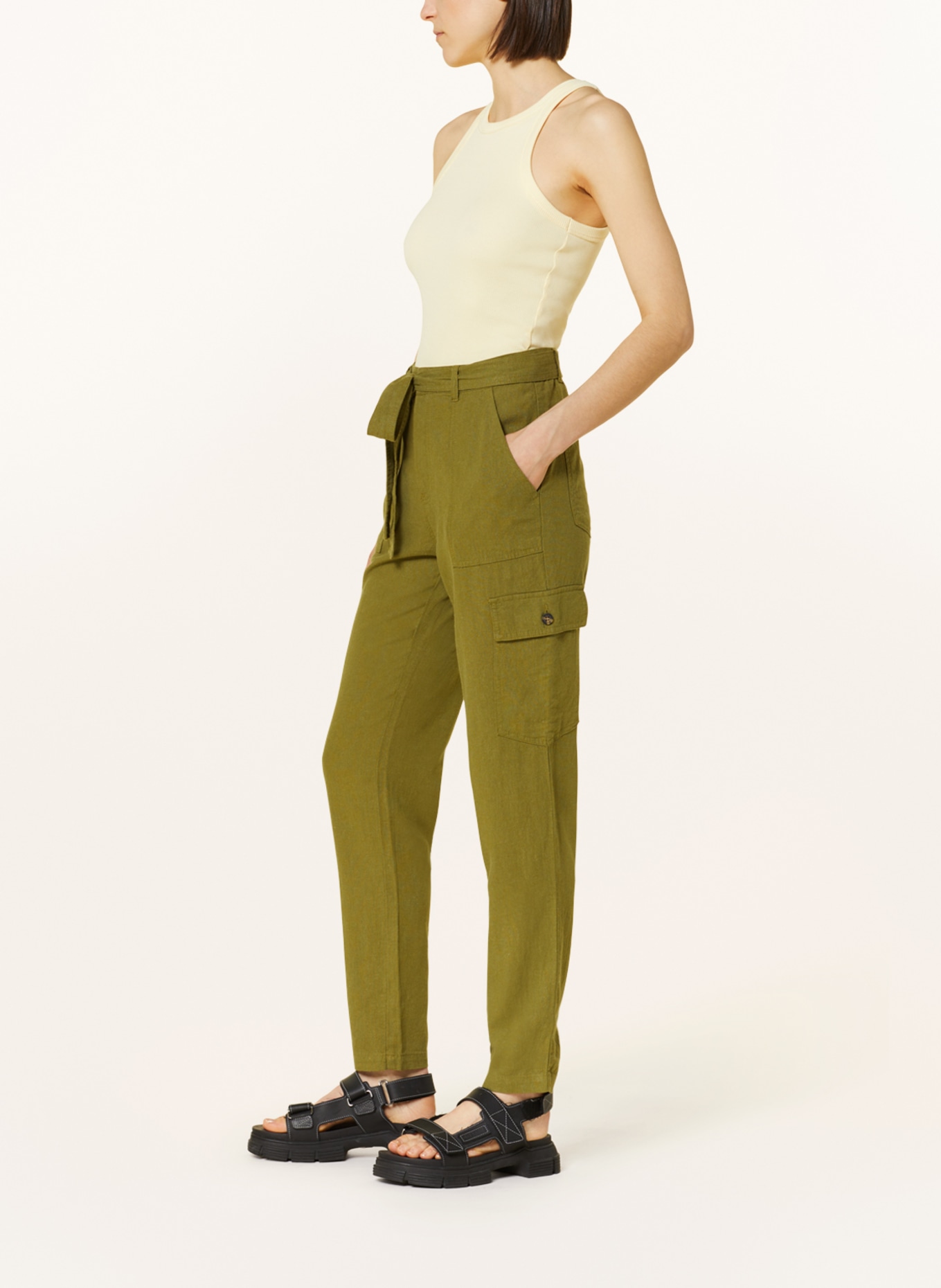 ONLY Cargo pants in linen, Color: OLIVE (Image 4)