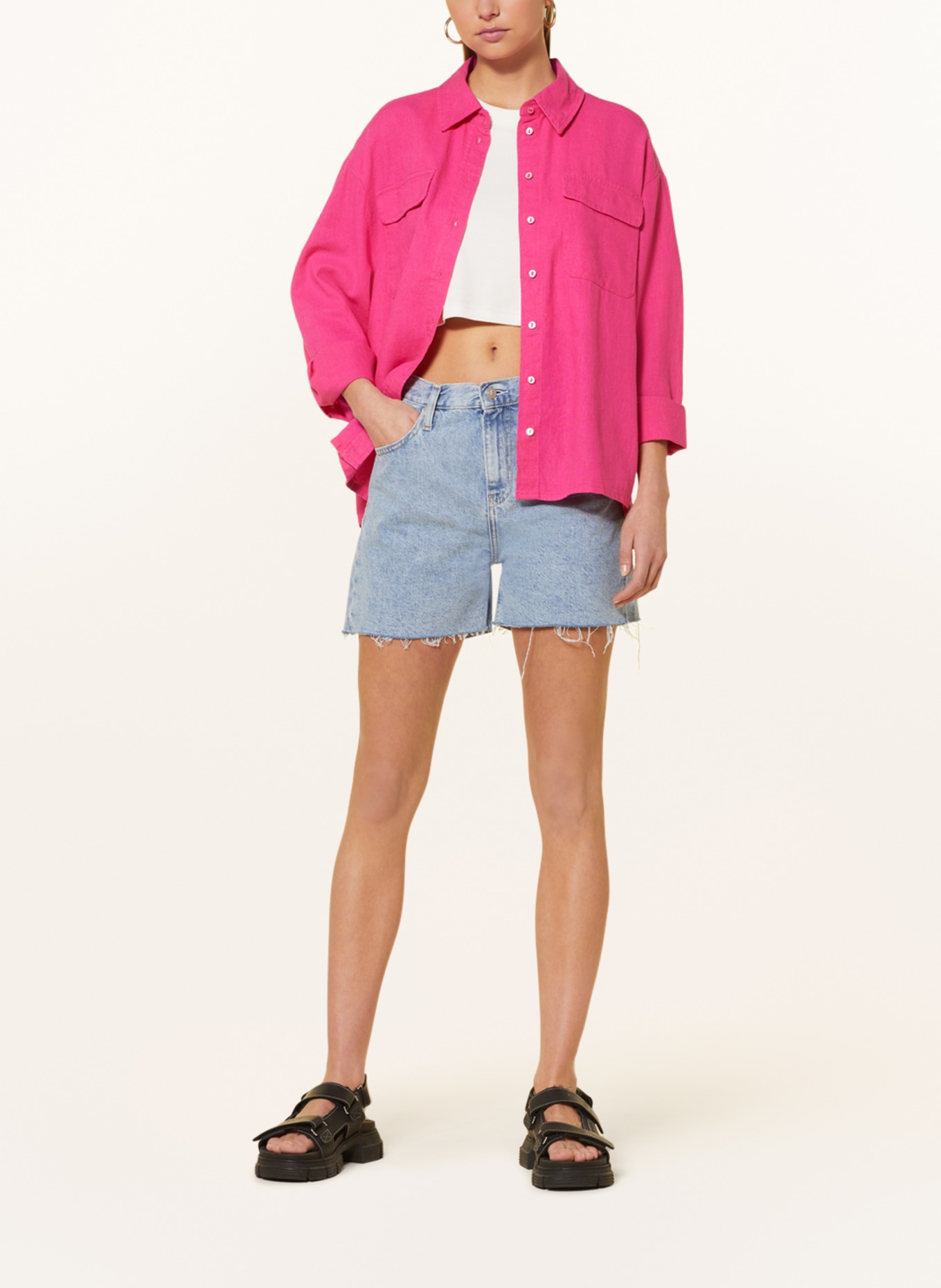 ONLY Shirt blouse with linen, Color: PINK (Image 2)