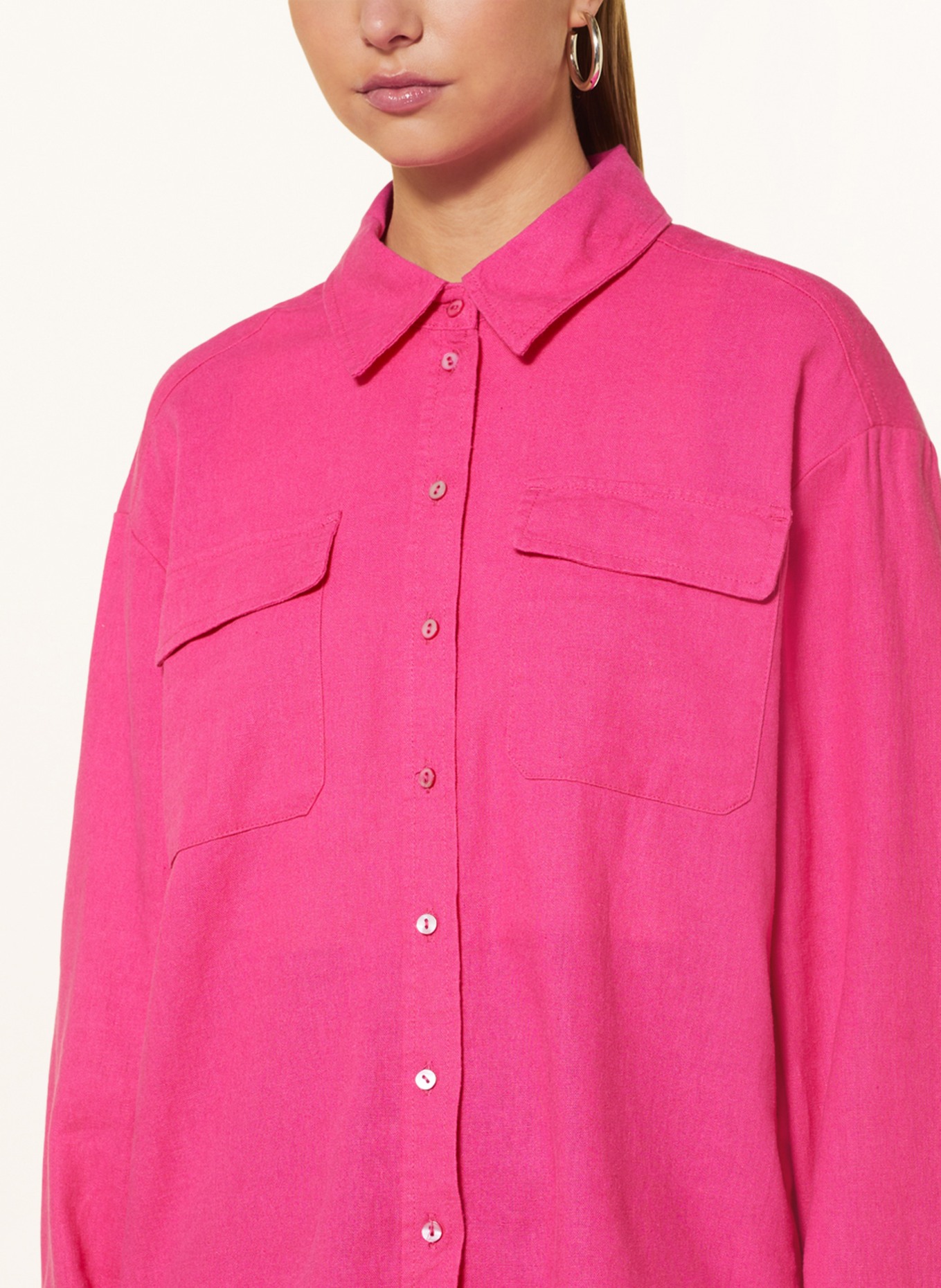 ONLY Hemdbluse mit Leinen, Farbe: PINK (Bild 4)