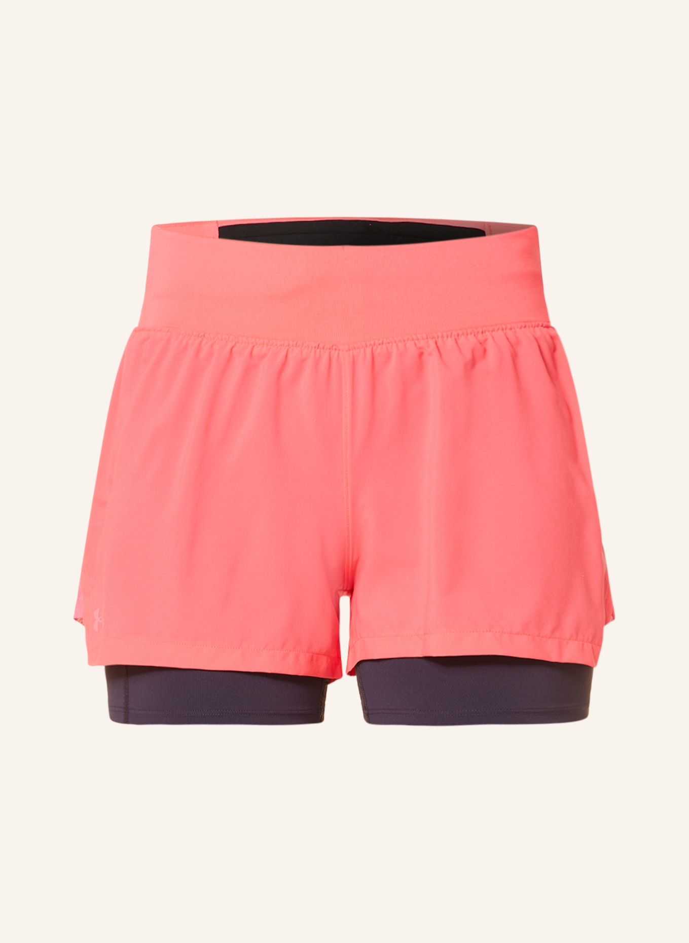 UNDER ARMOUR 2-in-1 running shorts RUN STAMINA, Color: NEON PINK (Image 1)