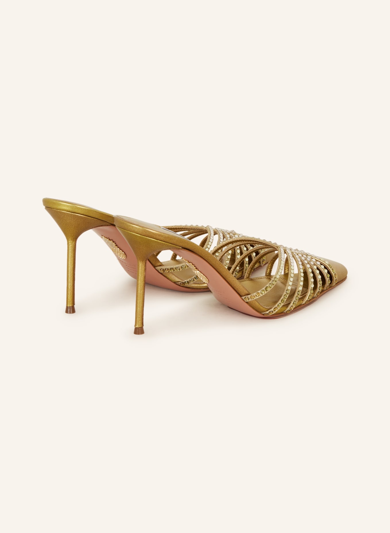AQUAZZURA Mules FLOW CRYSTAL with decorative gems, Color: GOLD (Image 2)