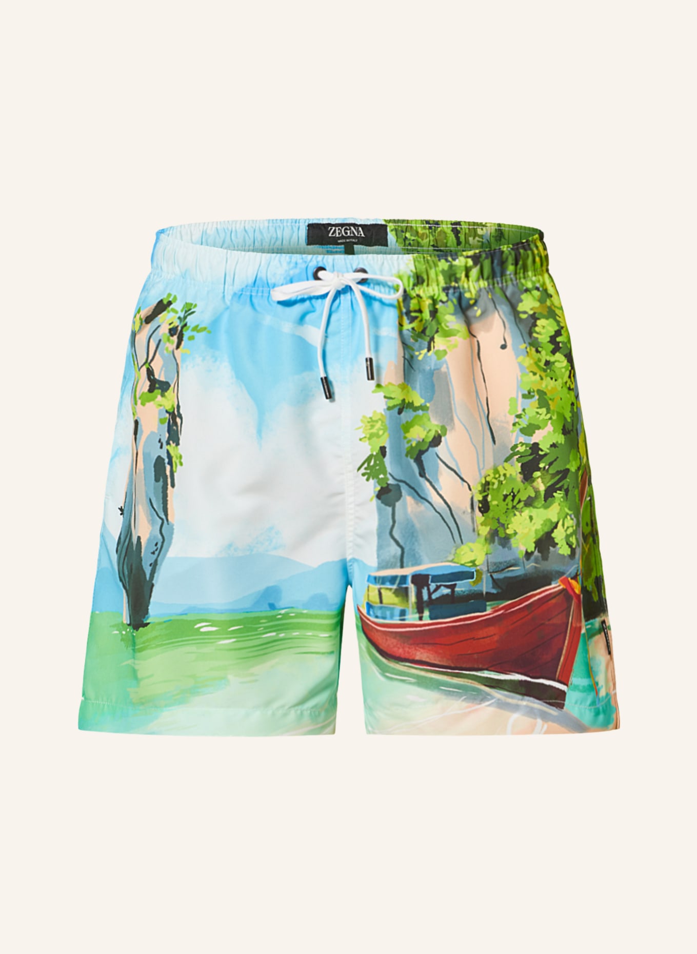 ZEGNA Swim shorts PHUKET, Color: LIGHT GREEN/ LIGHT BLUE/ CREAM (Image 1)