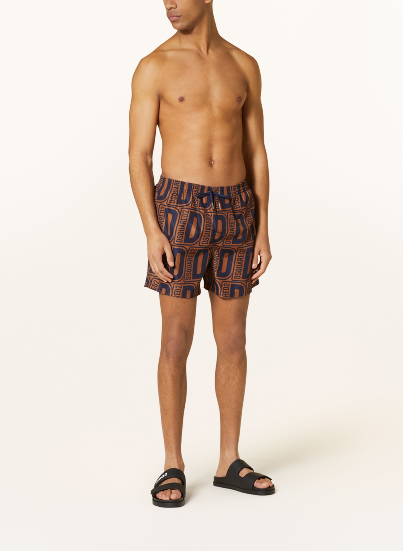 DSQUARED2 Swim shorts AFTER MIDNIGHT GOTH , Color: BROWN/ DARK BLUE (Image 2)