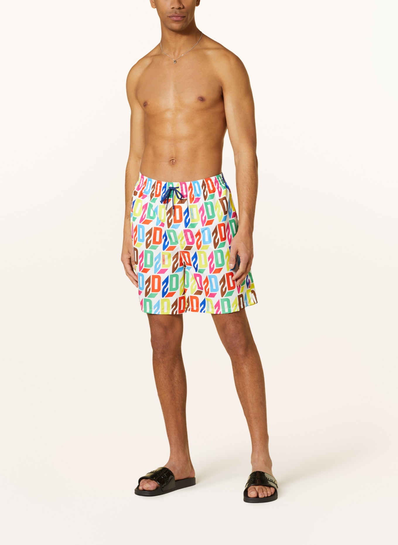 DSQUARED2 Swim shorts AFTER MIDNIGHT GOTH , Color: WHITE/ YELLOW/ BLUE (Image 2)