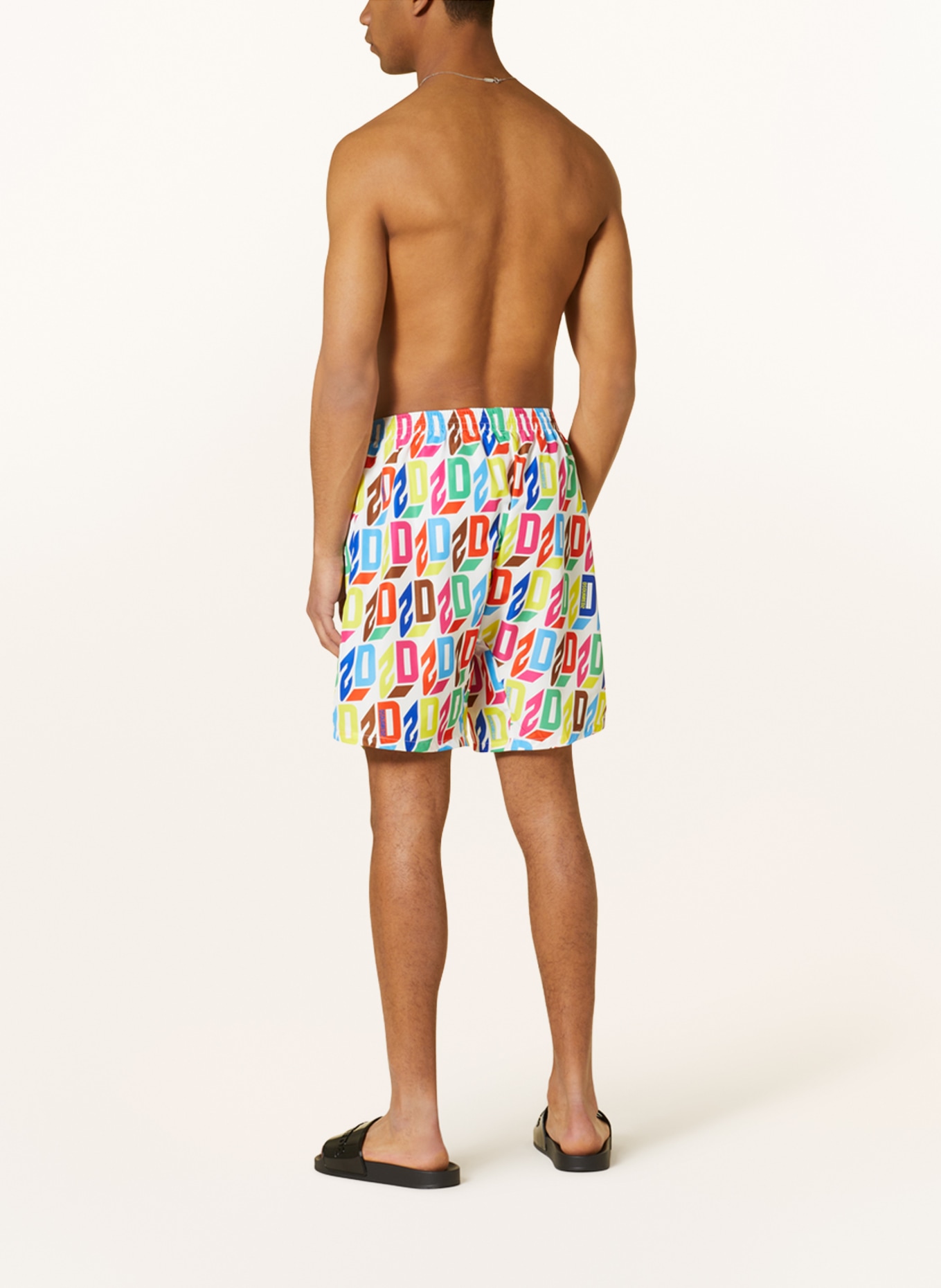 DSQUARED2 Swim shorts AFTER MIDNIGHT GOTH , Color: WHITE/ YELLOW/ BLUE (Image 3)