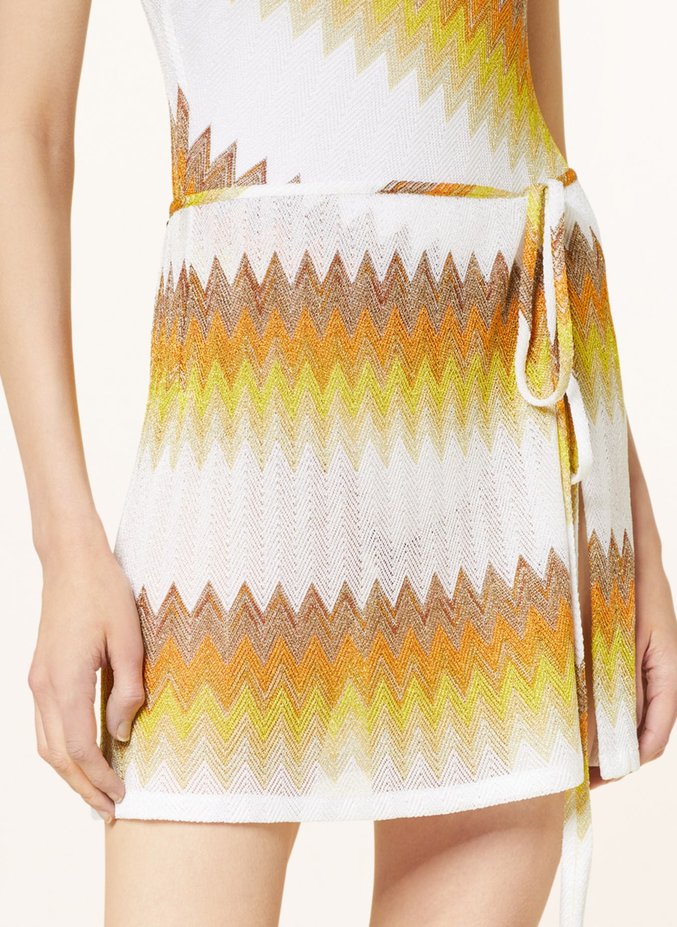 MISSONI Knit wrap skirt with glitter thread, Color: WHITE/ DARK ORANGE/ DARK YELLOW (Image 4)