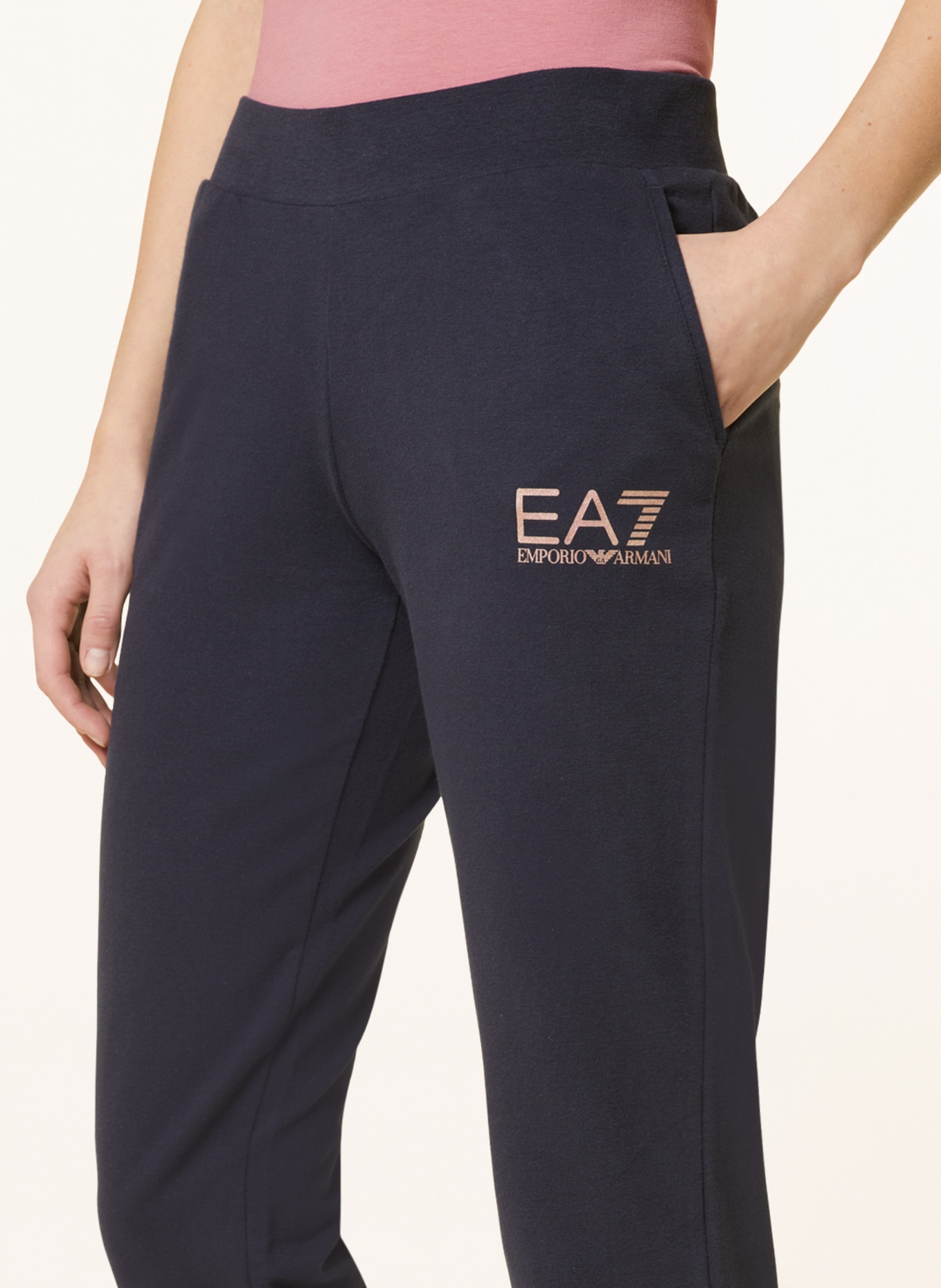 EA7 EMPORIO ARMANI Sweatpants with glitter thread, Color: DARK BLUE (Image 5)