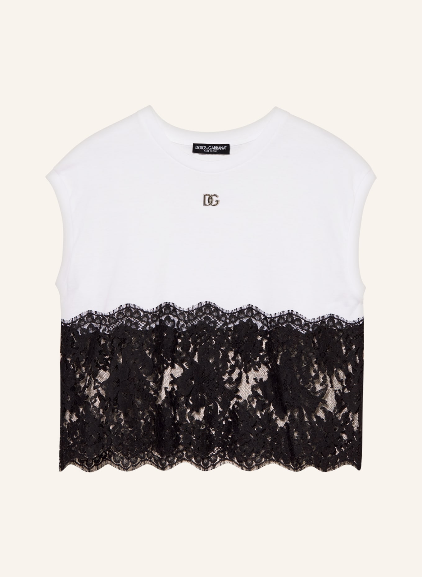 DOLCE & GABBANA Top with lace, Color: WHITE/ BLACK (Image 1)