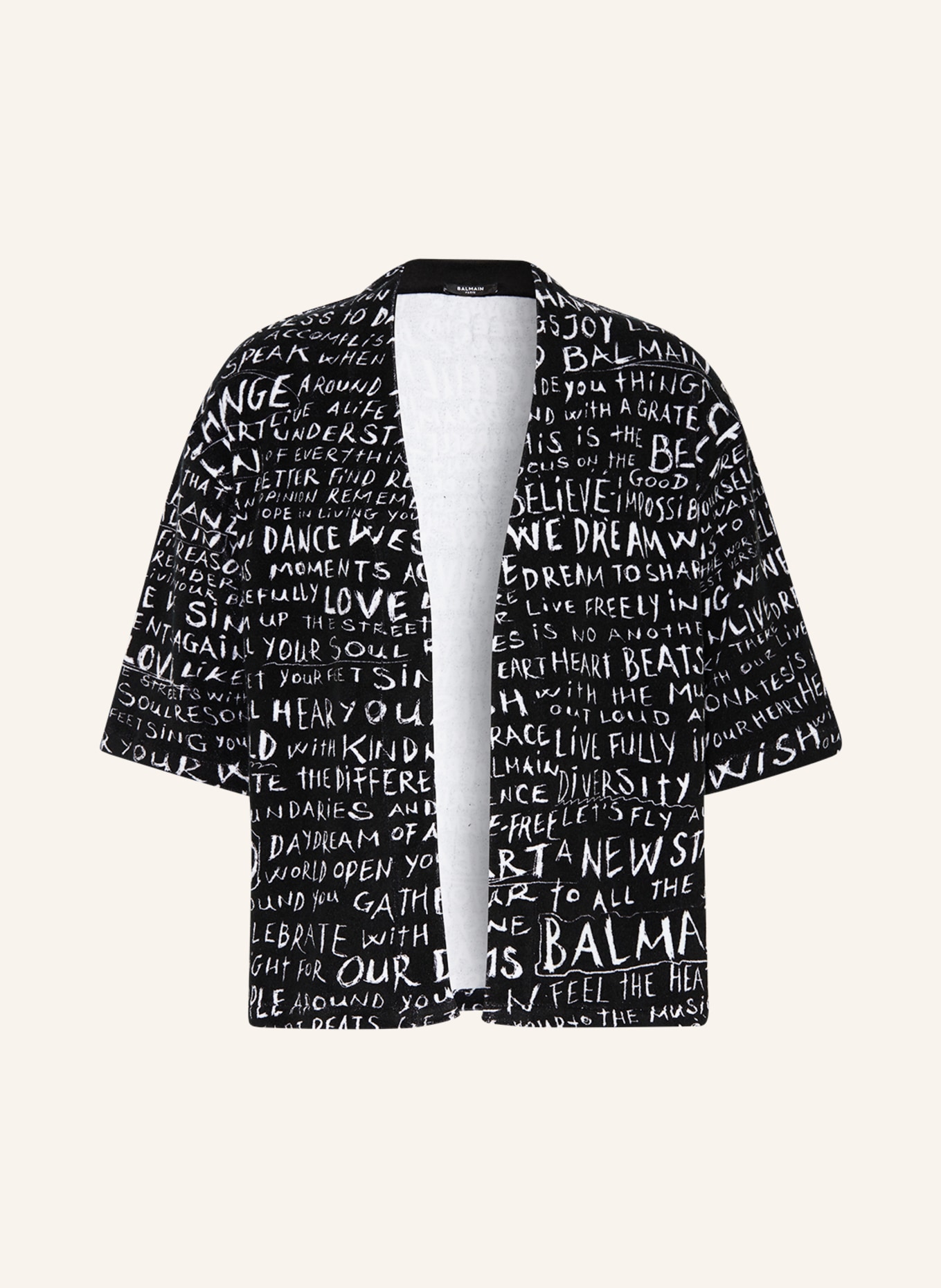 BALMAIN Frottee-Kimono, Farbe: SCHWARZ/ WEISS (Bild 1)