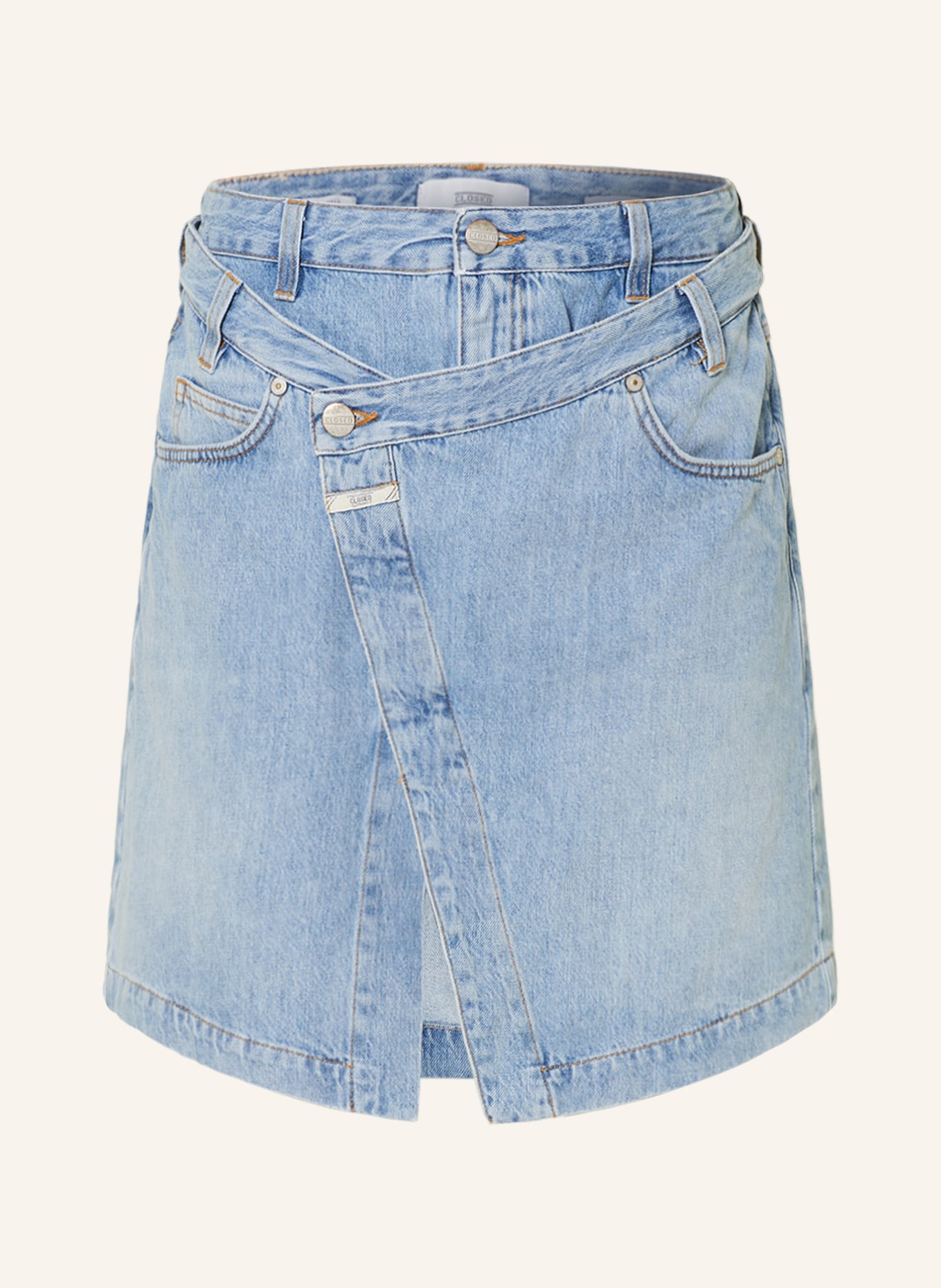 CLOSED Spódnica jeansowa w stylu kopertowym, Kolor: MBL MID BLUE (Obrazek 1)