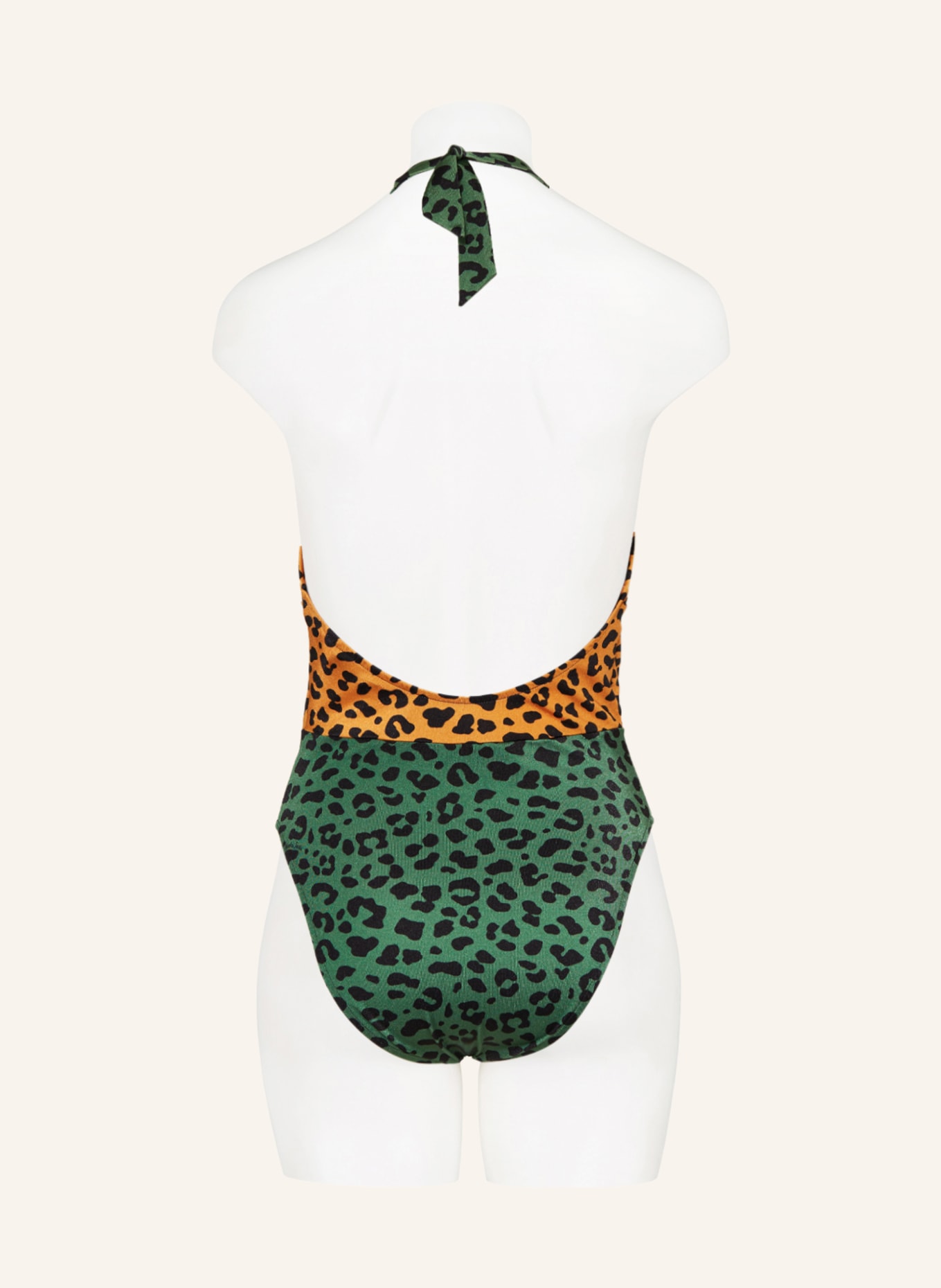 ANDRES SARDA Halter neck swimsuit NORMA with decorative gems, Color: ORANGE/ BLACK (Image 3)